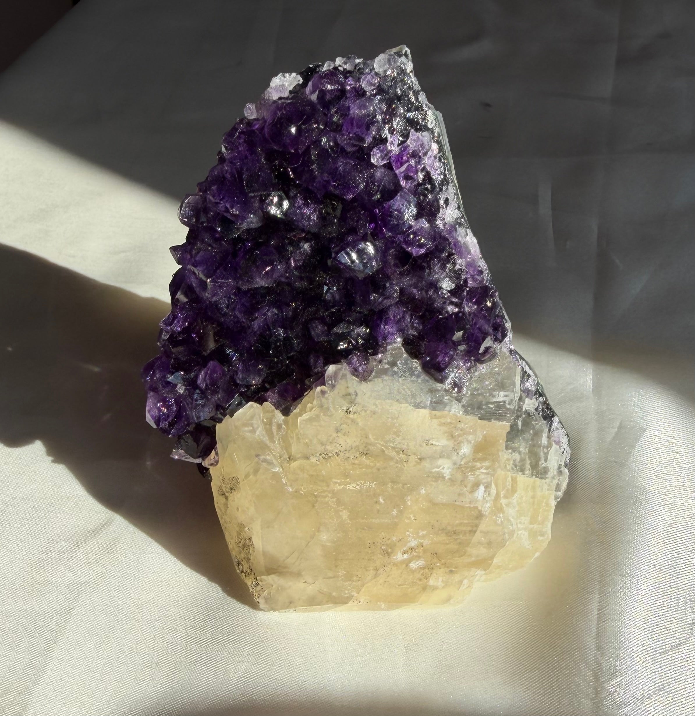 Dark Amethyst & Calcite Standing Mountain | Ametista do Sul, Brazil