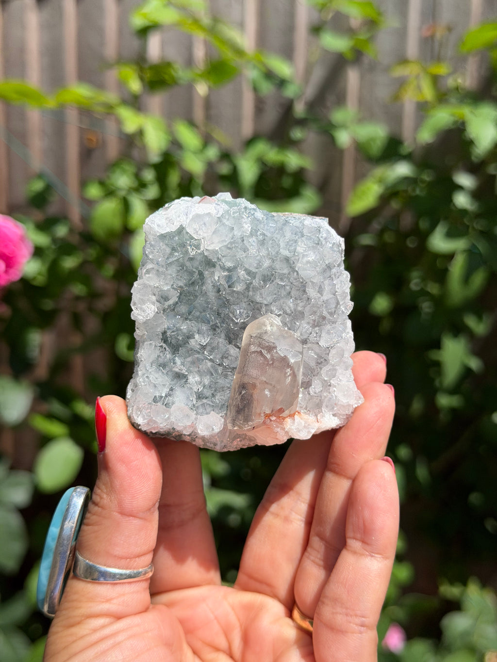 Rainbow Amethyst with Calcite & Moss Agate | 243g Standing Brazilian Crystal | Collector Specimen | Ametista do Sul Brazil, D