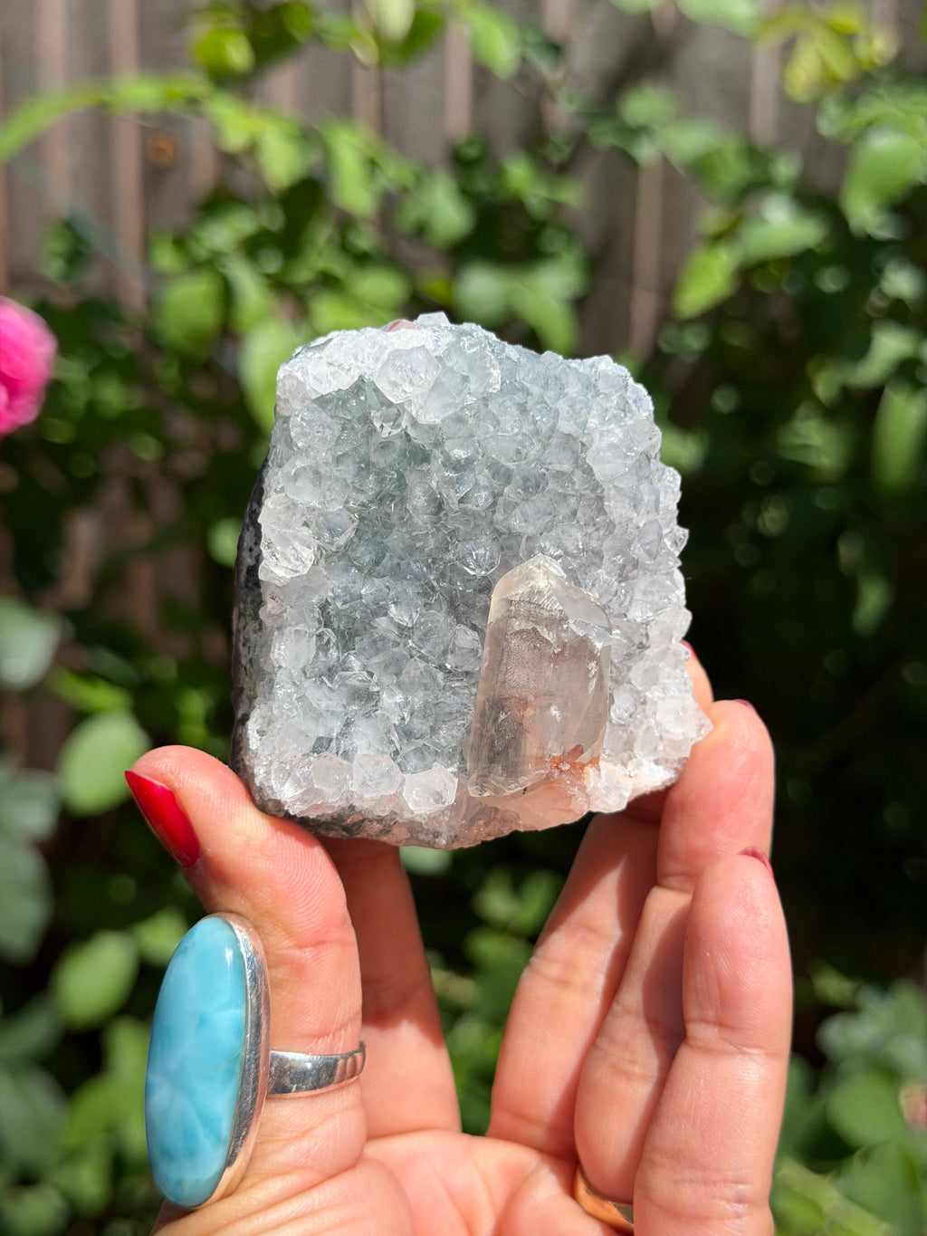 Rainbow Amethyst with Calcite & Moss Agate | 243g Standing Brazilian Crystal | Collector Specimen | Ametista do Sul Brazil, D