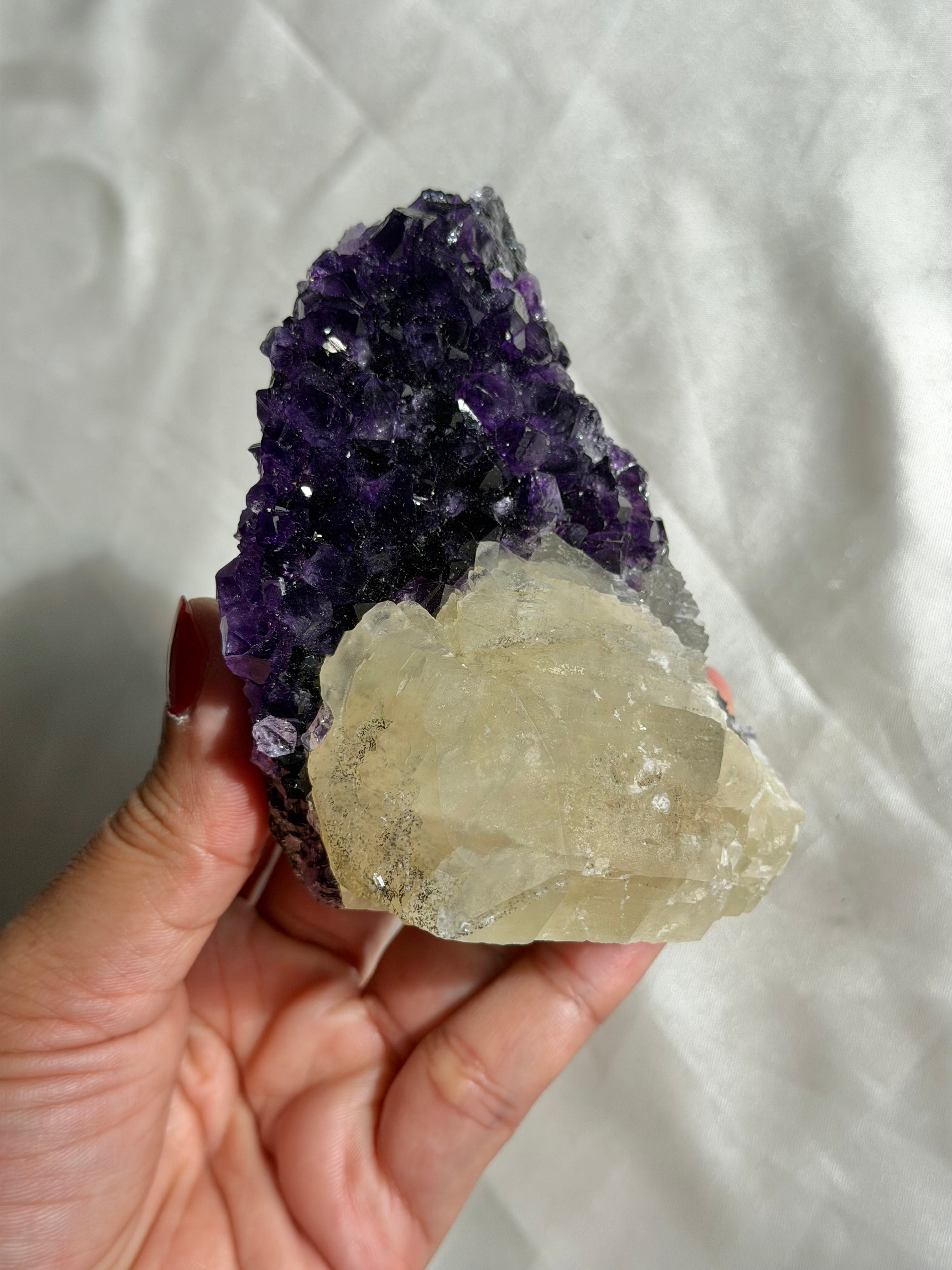 Dark Amethyst & Calcite Standing Mountain | Ametista do Sul, Brazil