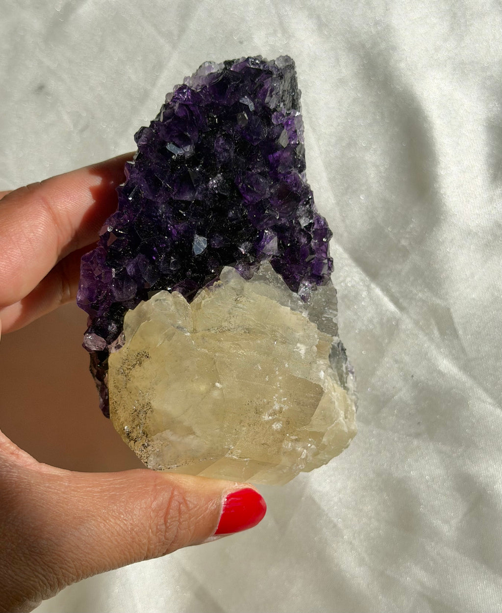 Dark Amethyst & Calcite Standing Mountain | Ametista do Sul, Brazil