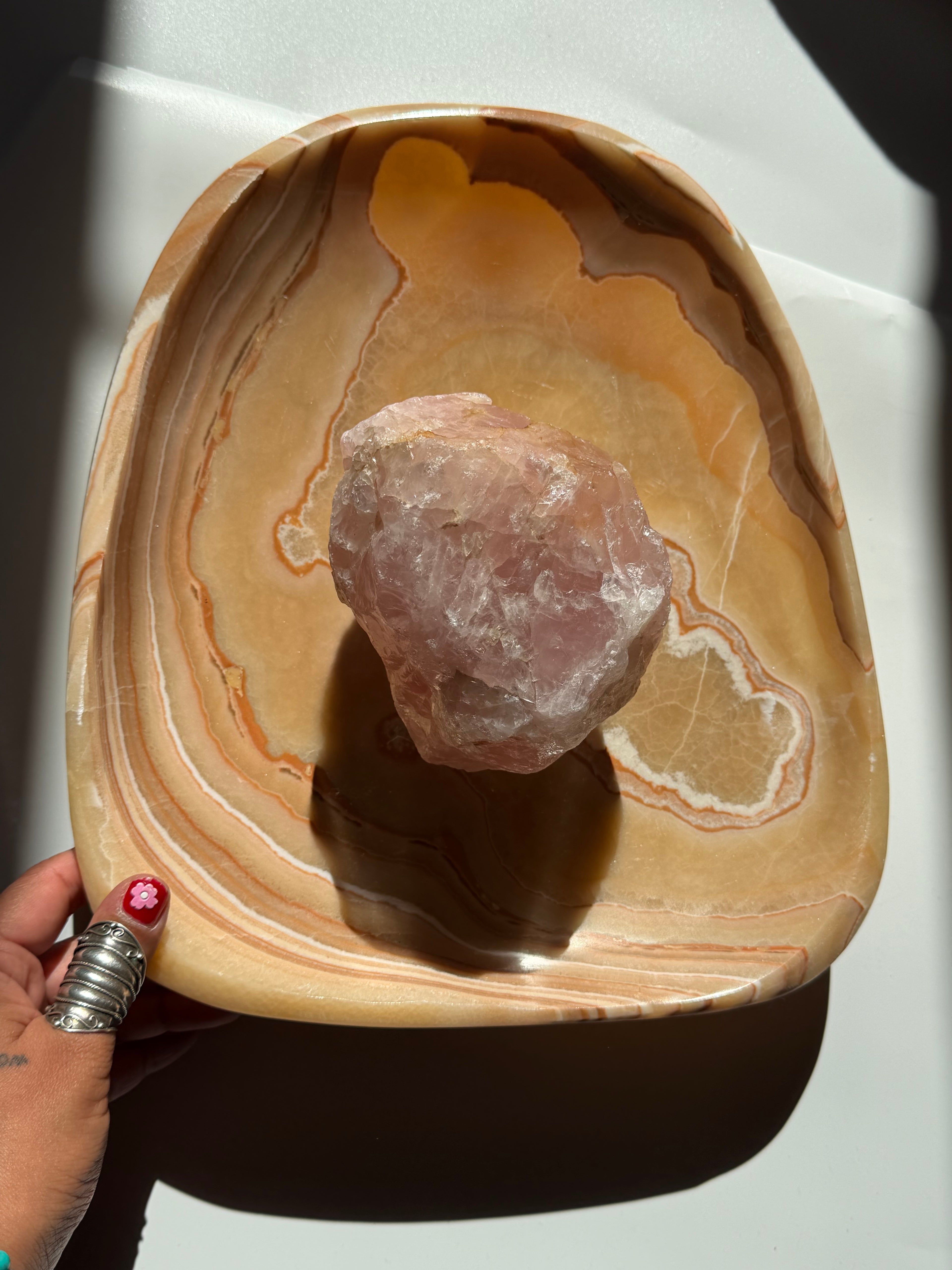 Large Moroccan Yellow Onyx Bowl | Hand Carved Natural Stone Centrepiece