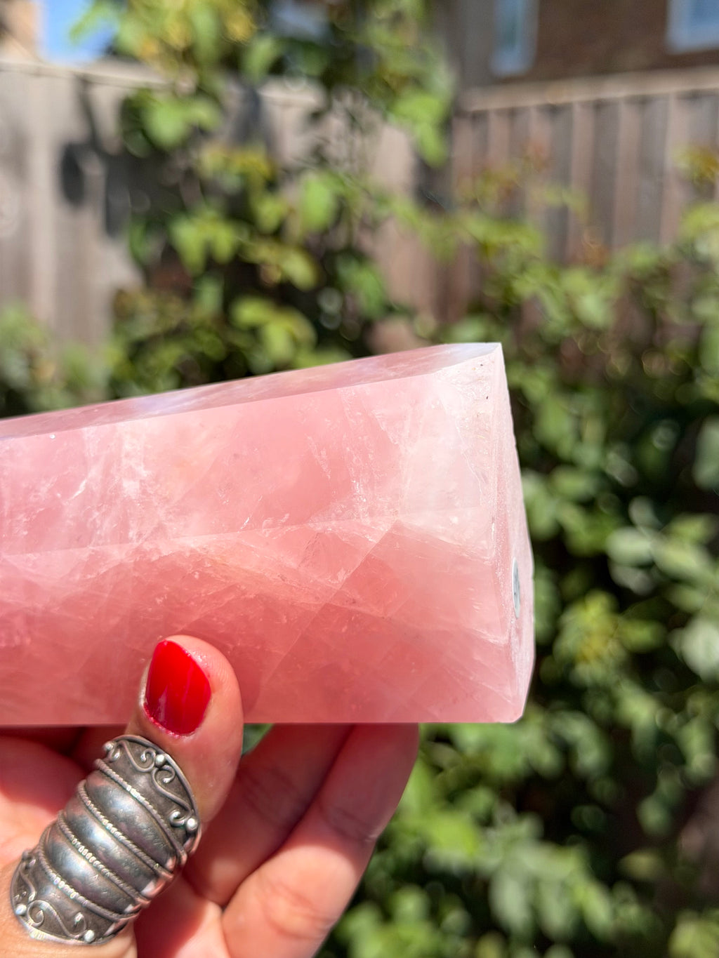 Madagascar Rose Quartz Tower 687g | Vivid Pink Crystal Point with Natural Rainbows & Feather Patterns | Sainte Marie Gem Show