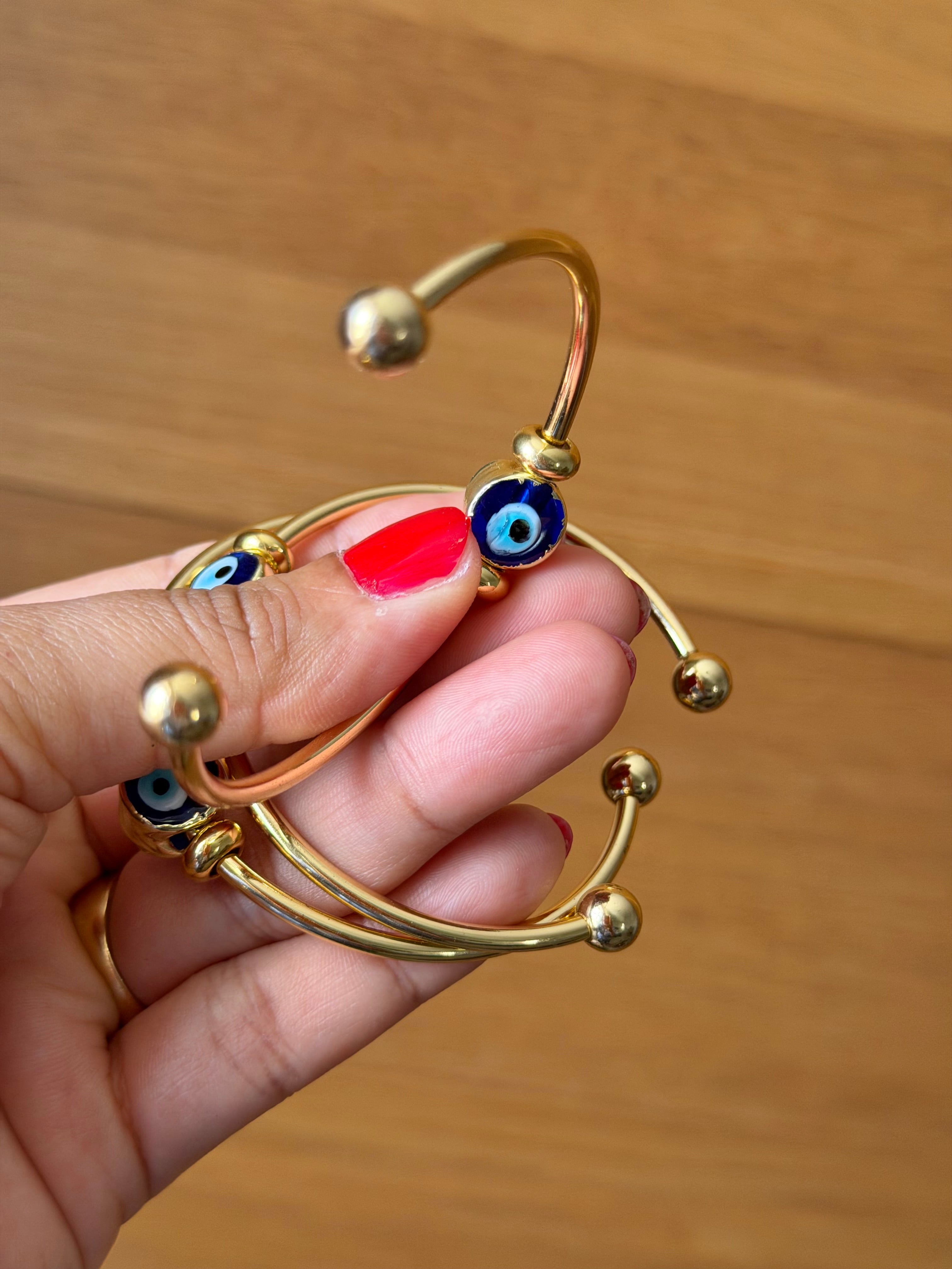 Gold Plated Adjustable Evil Eye Fidget Bracelet
