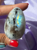 Premium Flashy Rainbow Moonstone Egg – Natural Crystal Display Piece from India, D