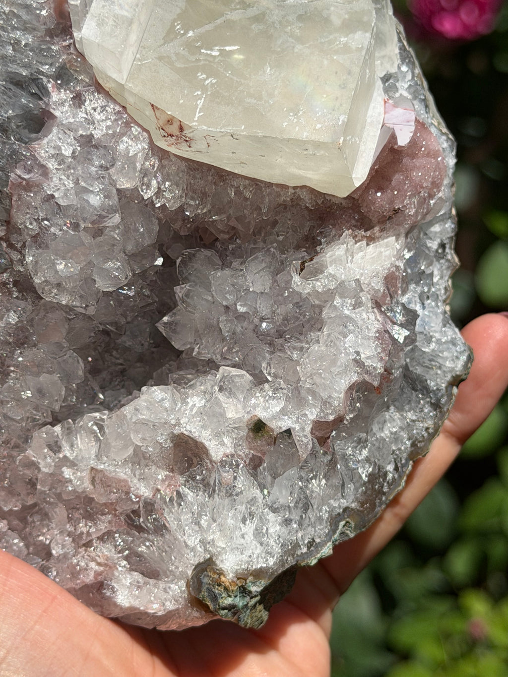 Pastel Rainbow Amethyst with Calcite | Standing Brazilian Crystal Cluster | 1kg