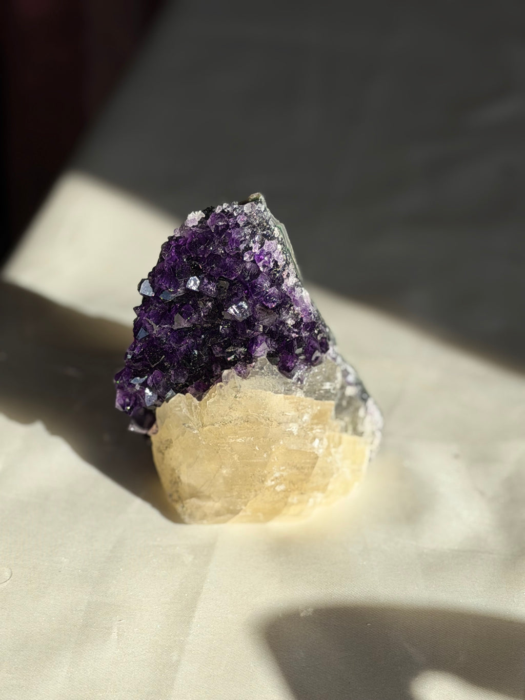 Dark Amethyst & Calcite Standing Mountain | Ametista do Sul, Brazil