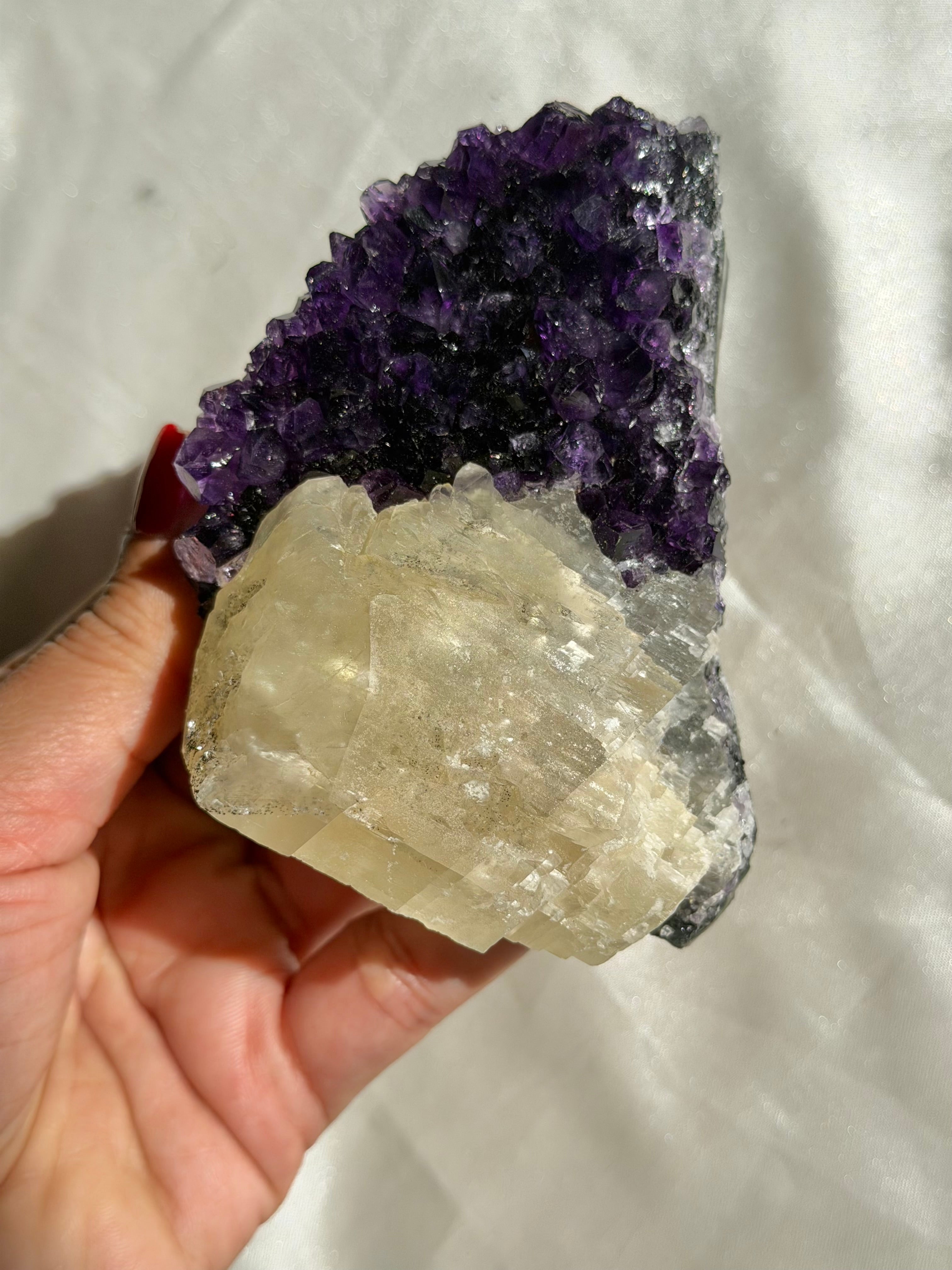 Dark Amethyst & Calcite Standing Mountain | Ametista do Sul, Brazil