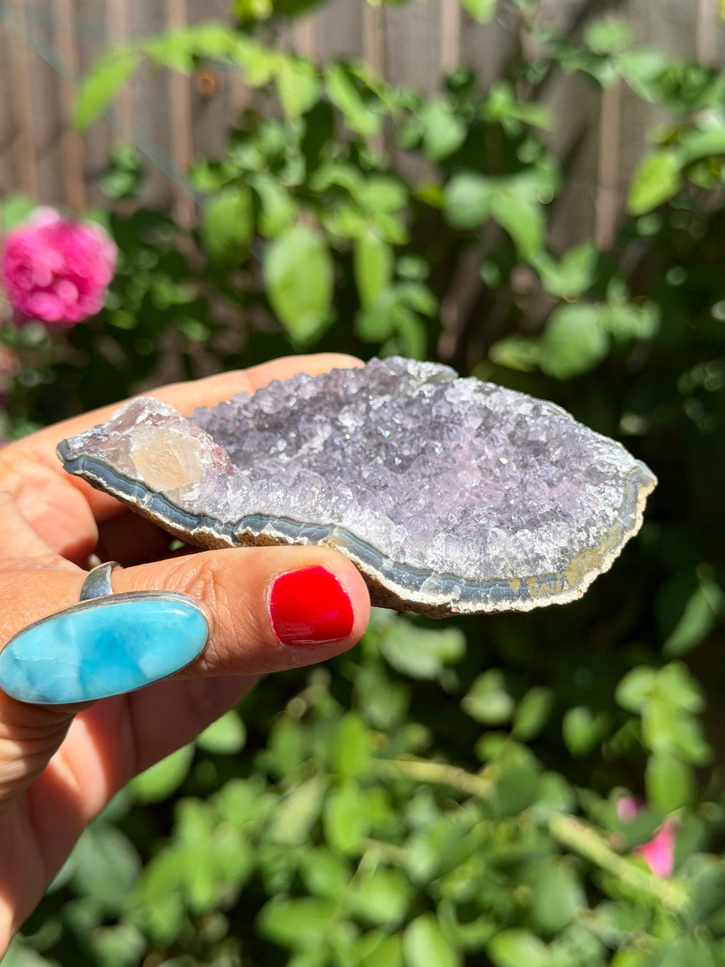 Brazilian Amethyst with Red Calcite Druzy | Collector’s Crystal Specimen | 207g