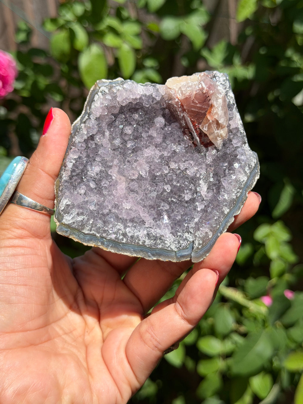 Brazilian Amethyst with Red Calcite Druzy | Collector’s Crystal Specimen | 207g