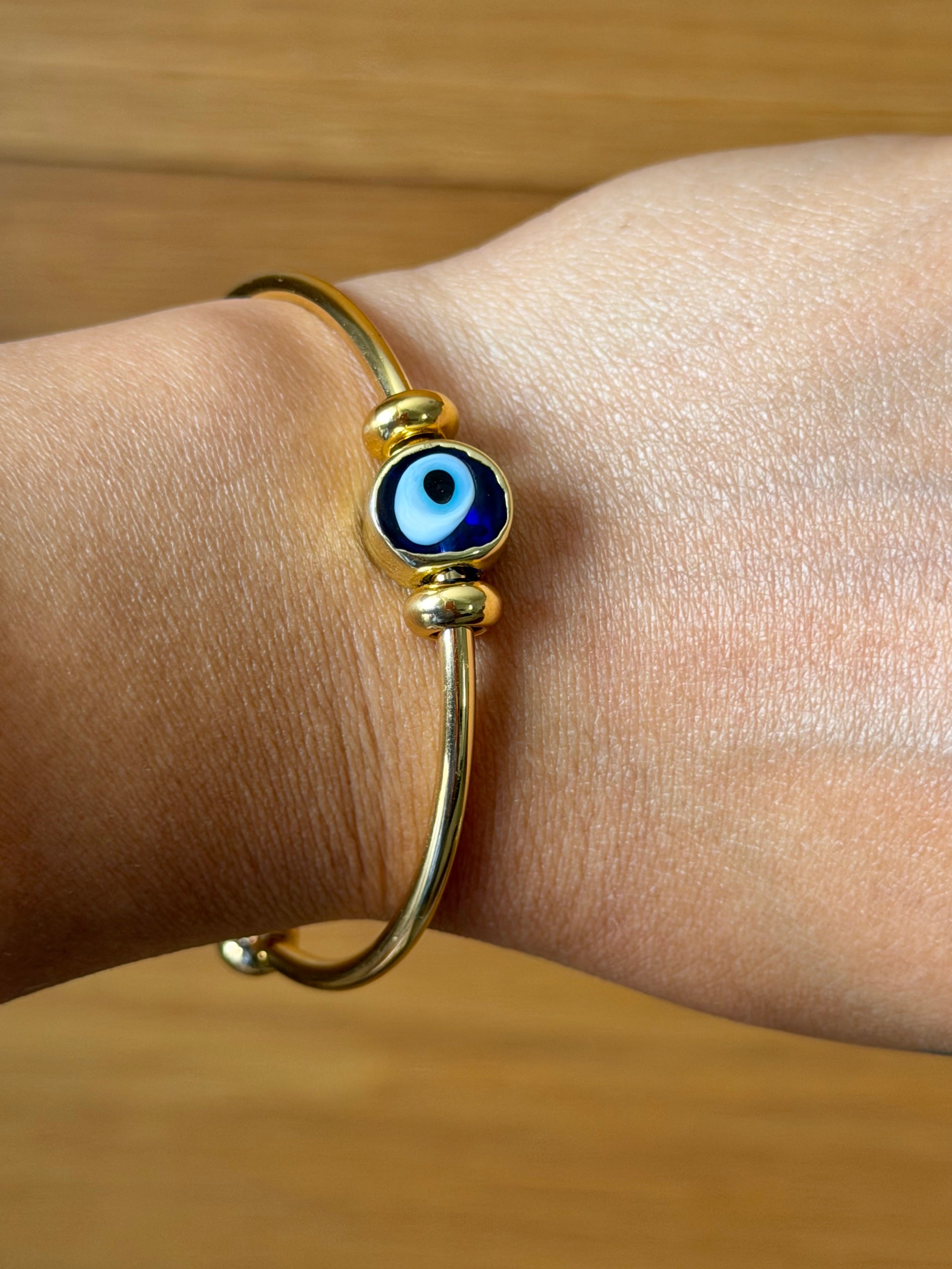Gold Plated Adjustable Evil Eye Fidget Bracelet