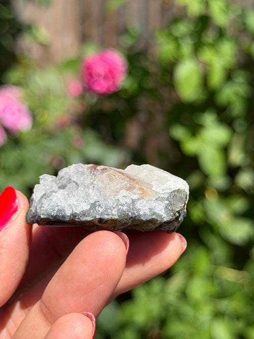 Amethyst with Red Calcite | Druzy Brazilian Crystal Cluster | Collector Specimen | Ametista do Sul | Display Crystal, I