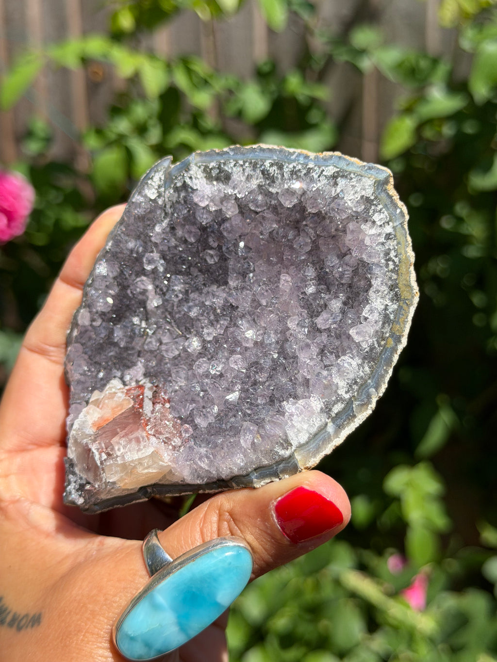 Brazilian Amethyst with Red Calcite Druzy | Collector’s Crystal Specimen | 207g