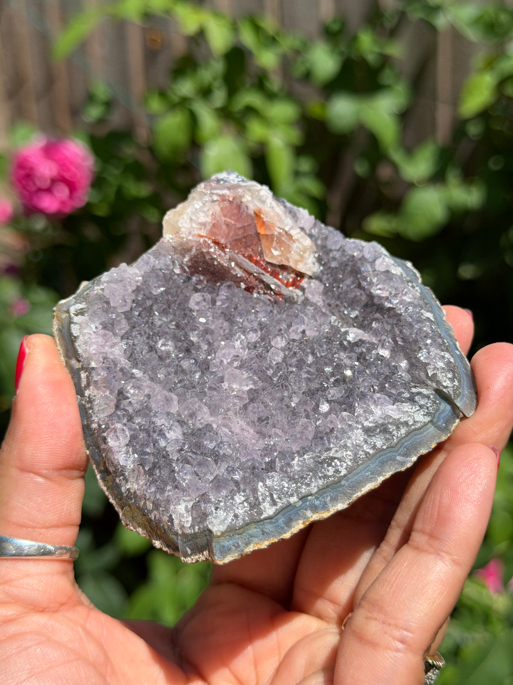 Brazilian Amethyst with Red Calcite Druzy | Collector’s Crystal Specimen | 207g