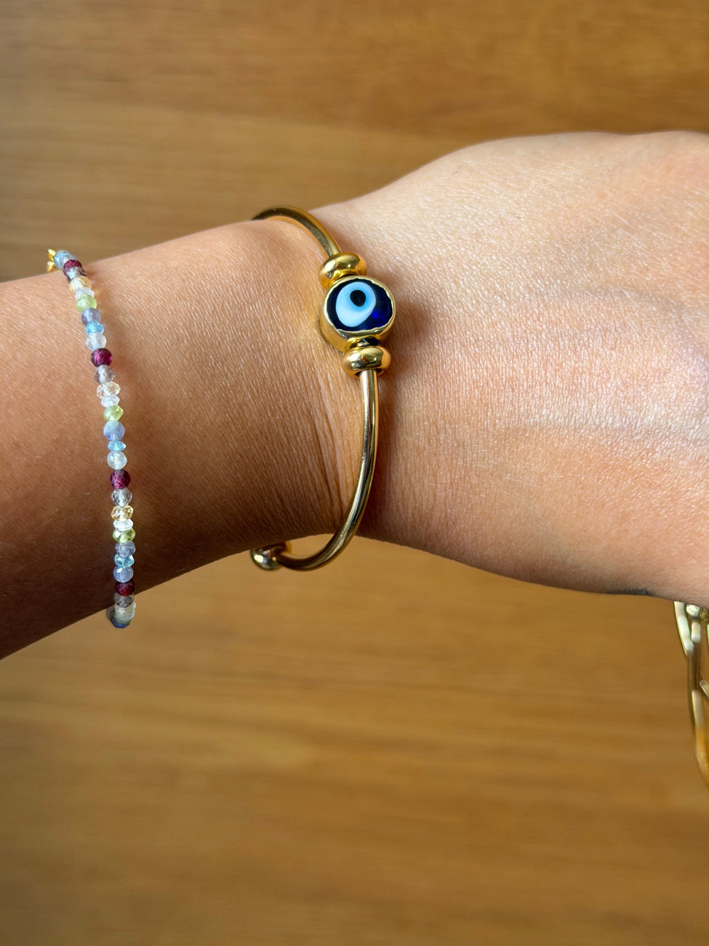 Gold Plated Adjustable Evil Eye Fidget Bracelet