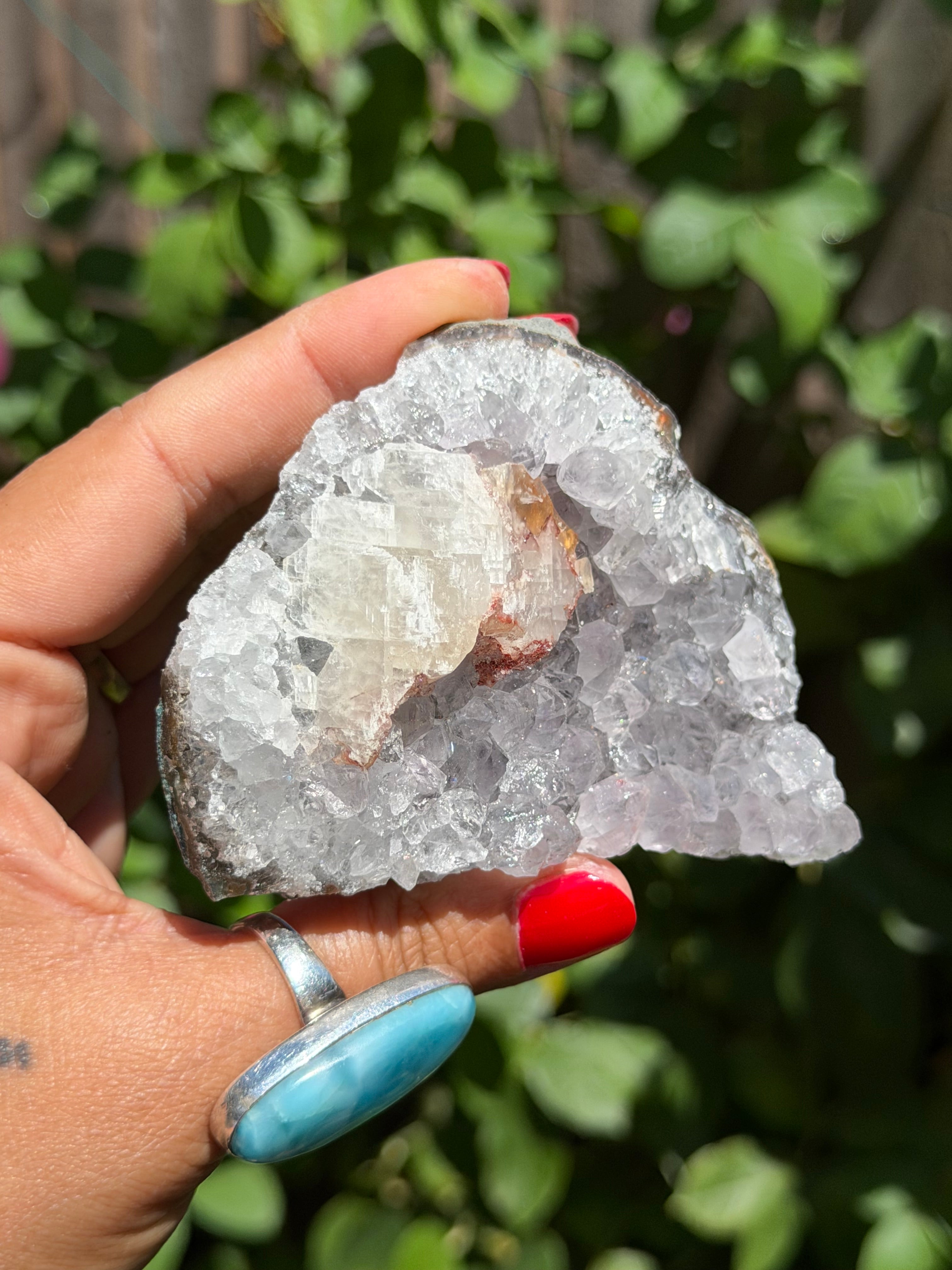 Standing Brazilian Amethyst with Calcite | Sparkly Collector Crystal Specimen | 195g, h