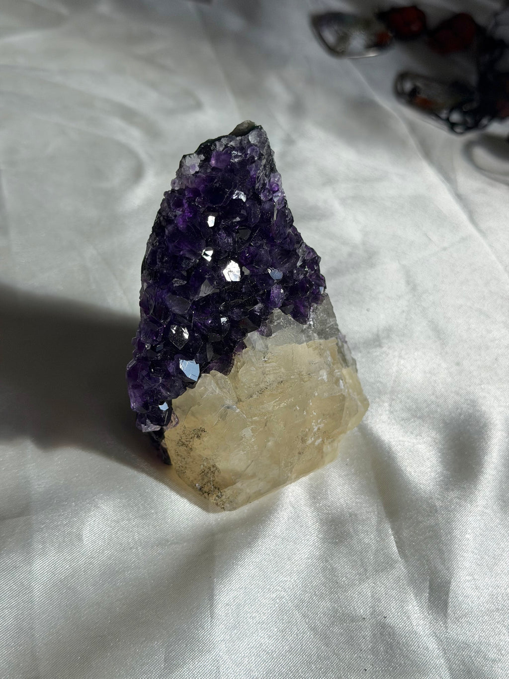 Dark Amethyst & Calcite Standing Mountain | Ametista do Sul, Brazil