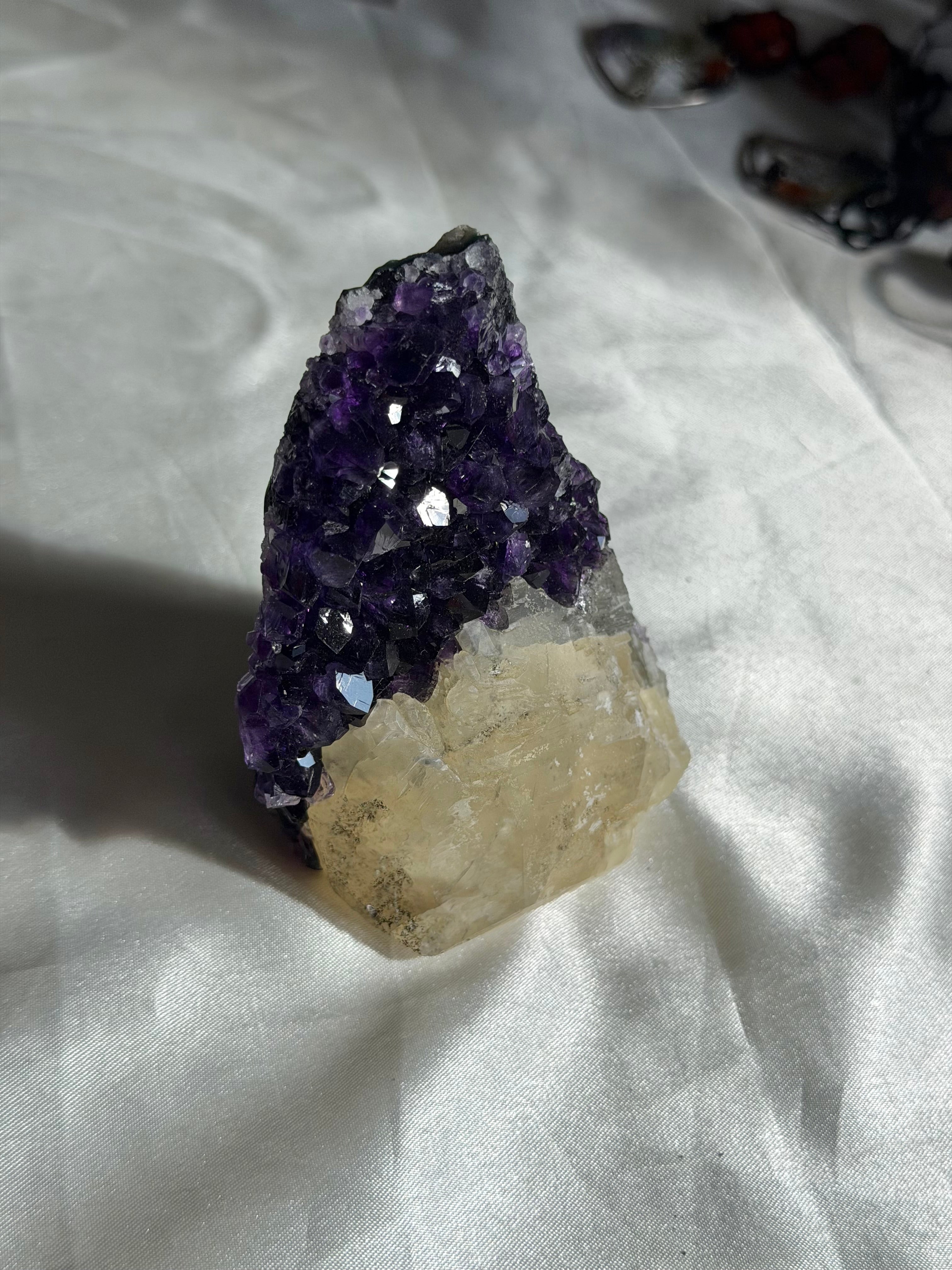 Dark Amethyst & Calcite Standing Mountain | Ametista do Sul, Brazil