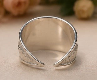 Labradorite Moon & Shooting Star Silver Ring | Handcrafted Adjustable Band