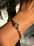 Gold Plated Adjustable Evil Eye Fidget Bracelet