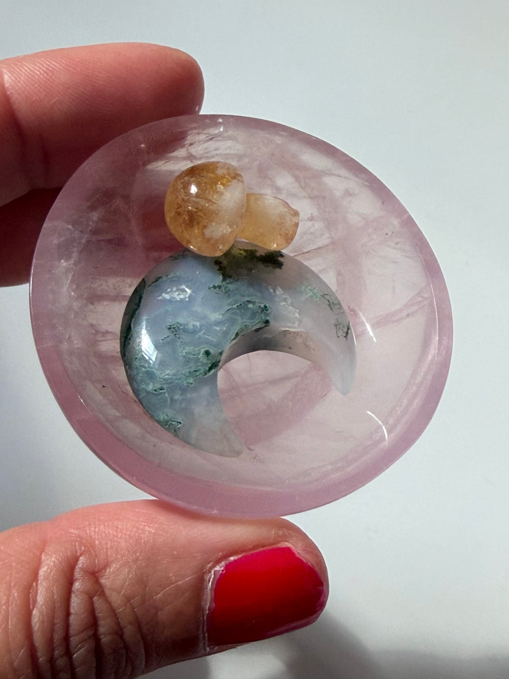 Gemmy Transparent Rose Quartz Bowl – Madagascar, b