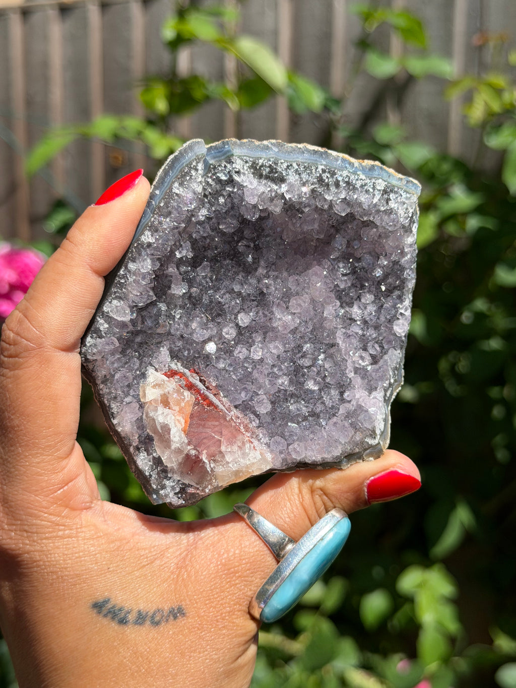 Brazilian Amethyst with Red Calcite Druzy | Collector’s Crystal Specimen | 207g