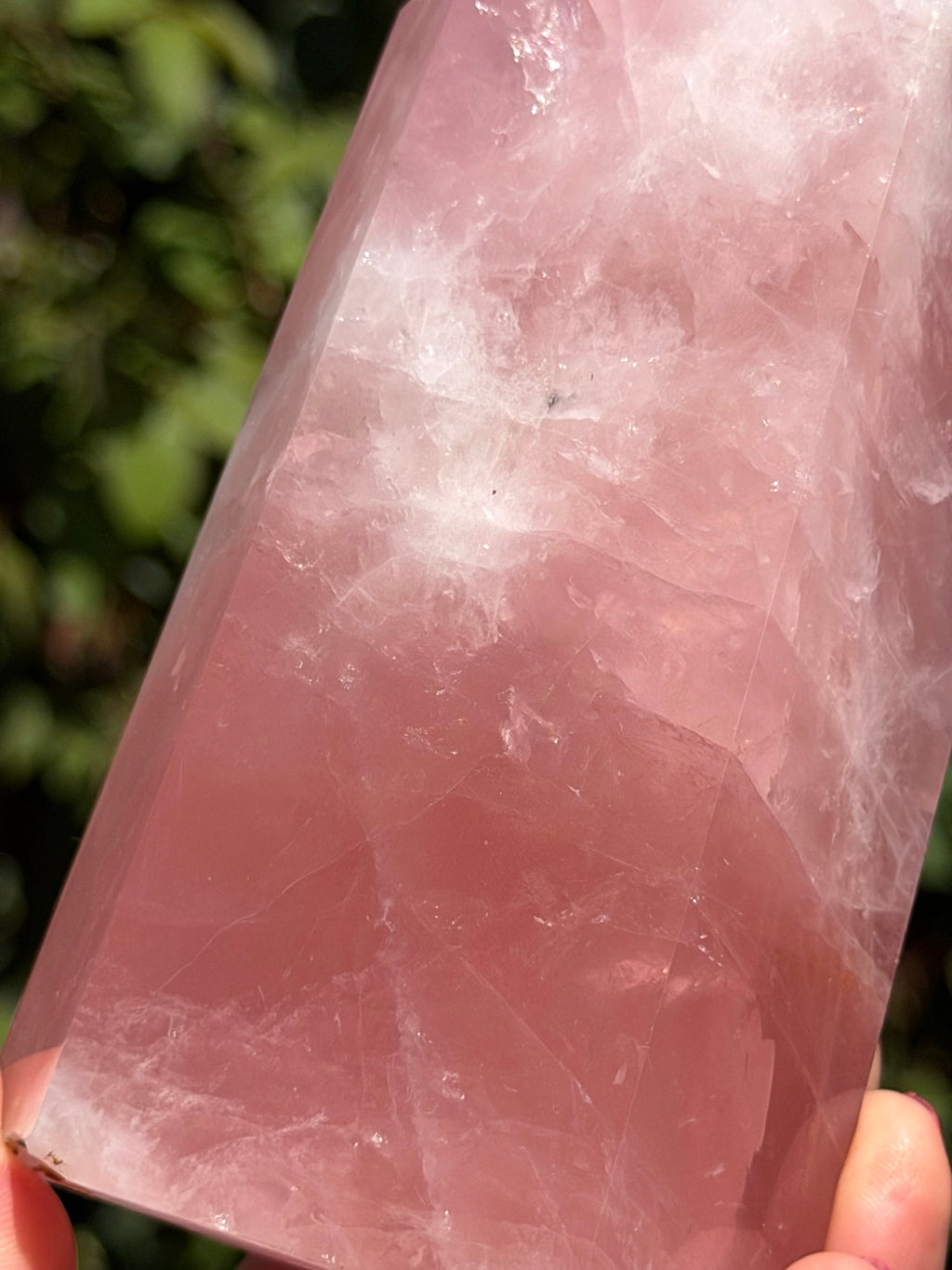 Vivid Pink Madagascar Rose Quartz Tower 892g | Natural Rainbow Inclusions & Feather Patterns | Large Crystal Point | Sainte Marie Gem Show
