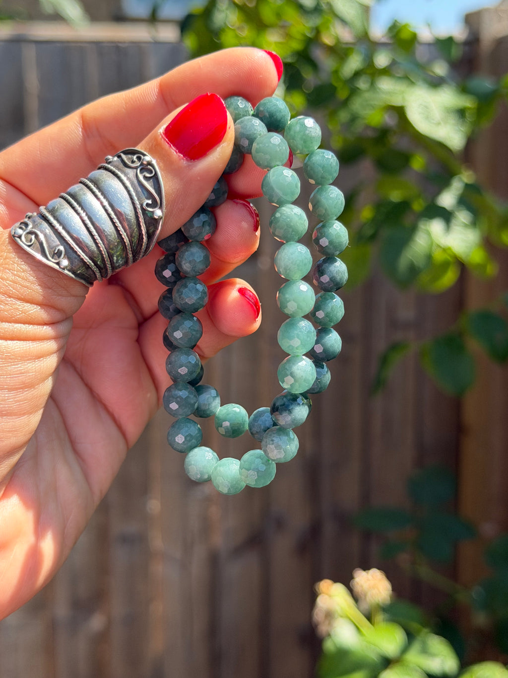 Blue Jade Faceted Bracelet 8mm | Natural Blue Jade Crystal Bracelet | Micro Cut Gemstone Stretch Bracelet | Calm, Wisdom & Prosperity