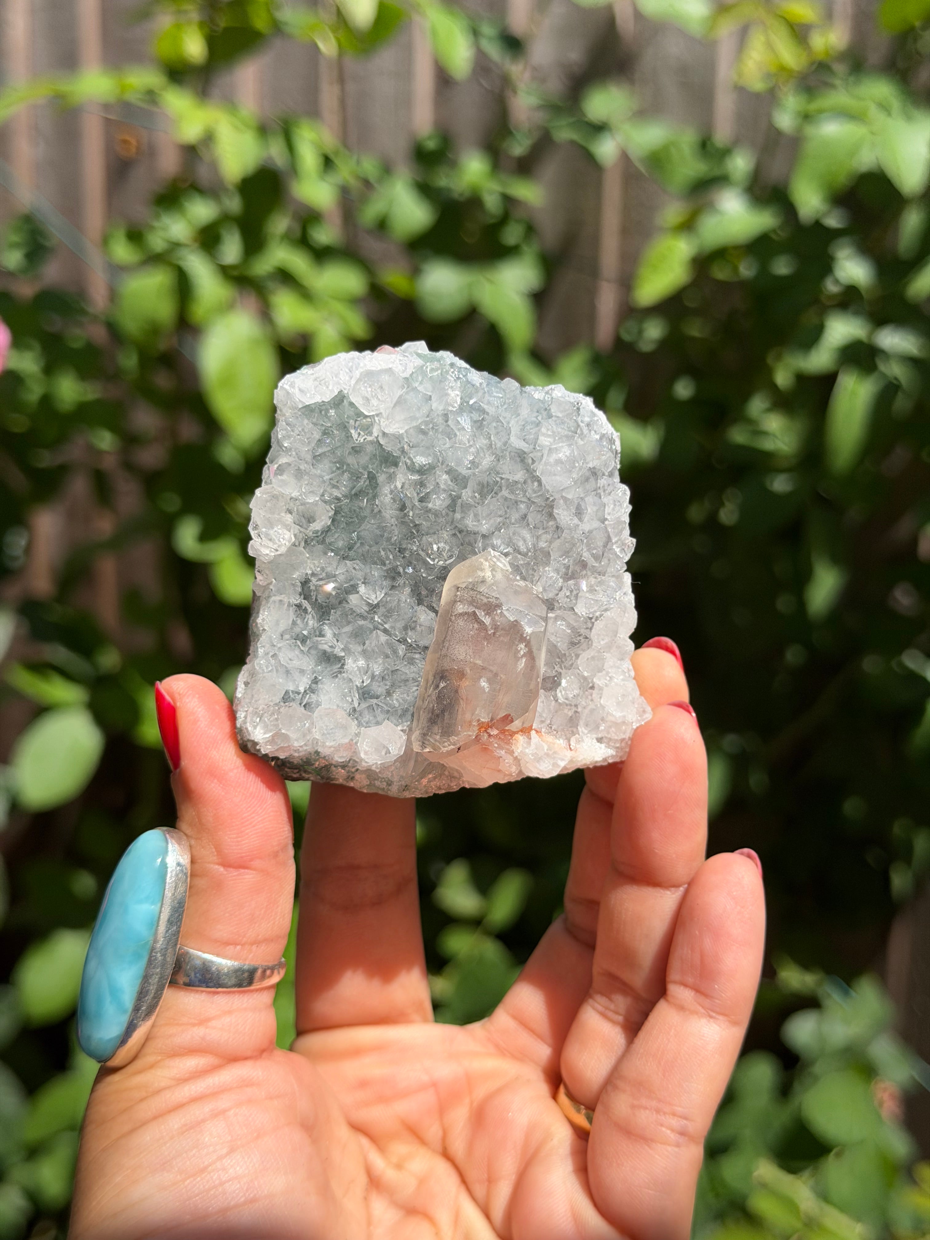 Rainbow Amethyst with Calcite & Moss Agate | 243g Standing Brazilian Crystal | Collector Specimen | Ametista do Sul Brazil, D