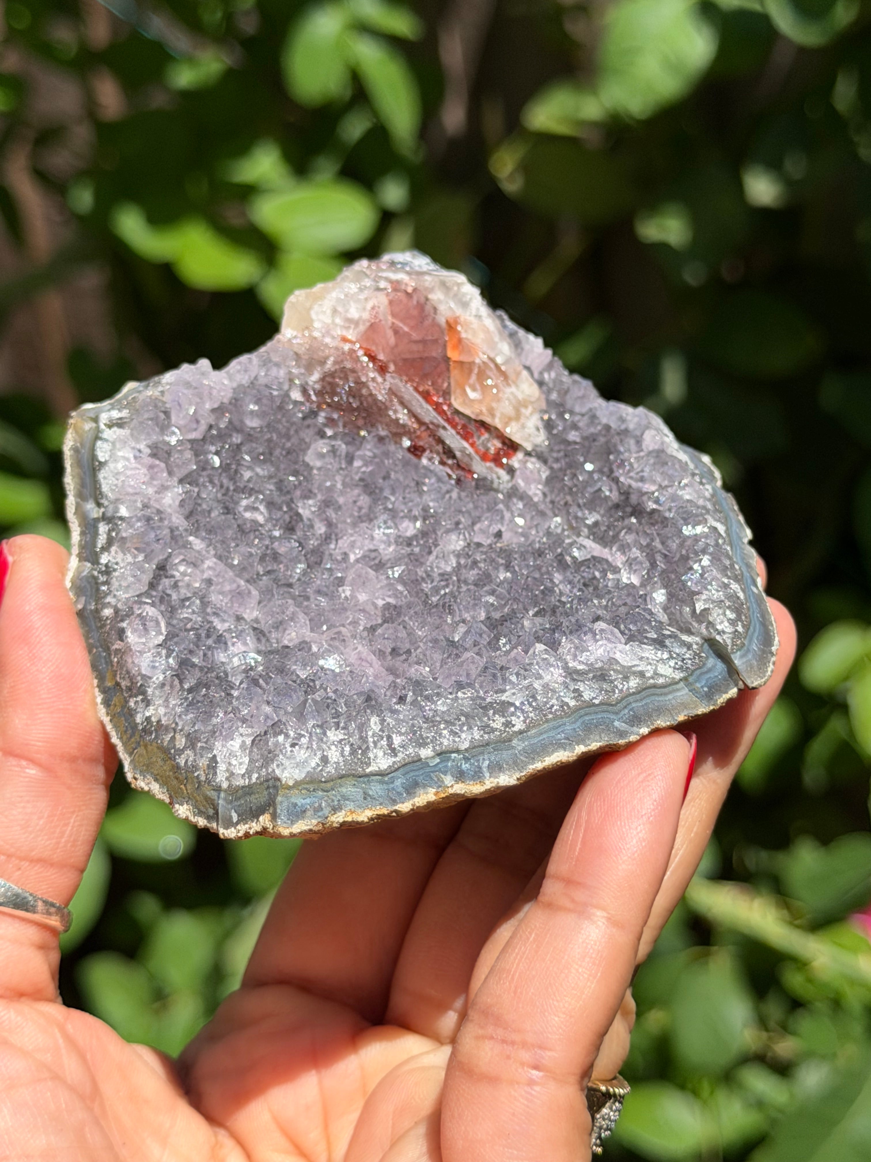 Brazilian Amethyst with Red Calcite Druzy | Collector’s Crystal Specimen | 207g