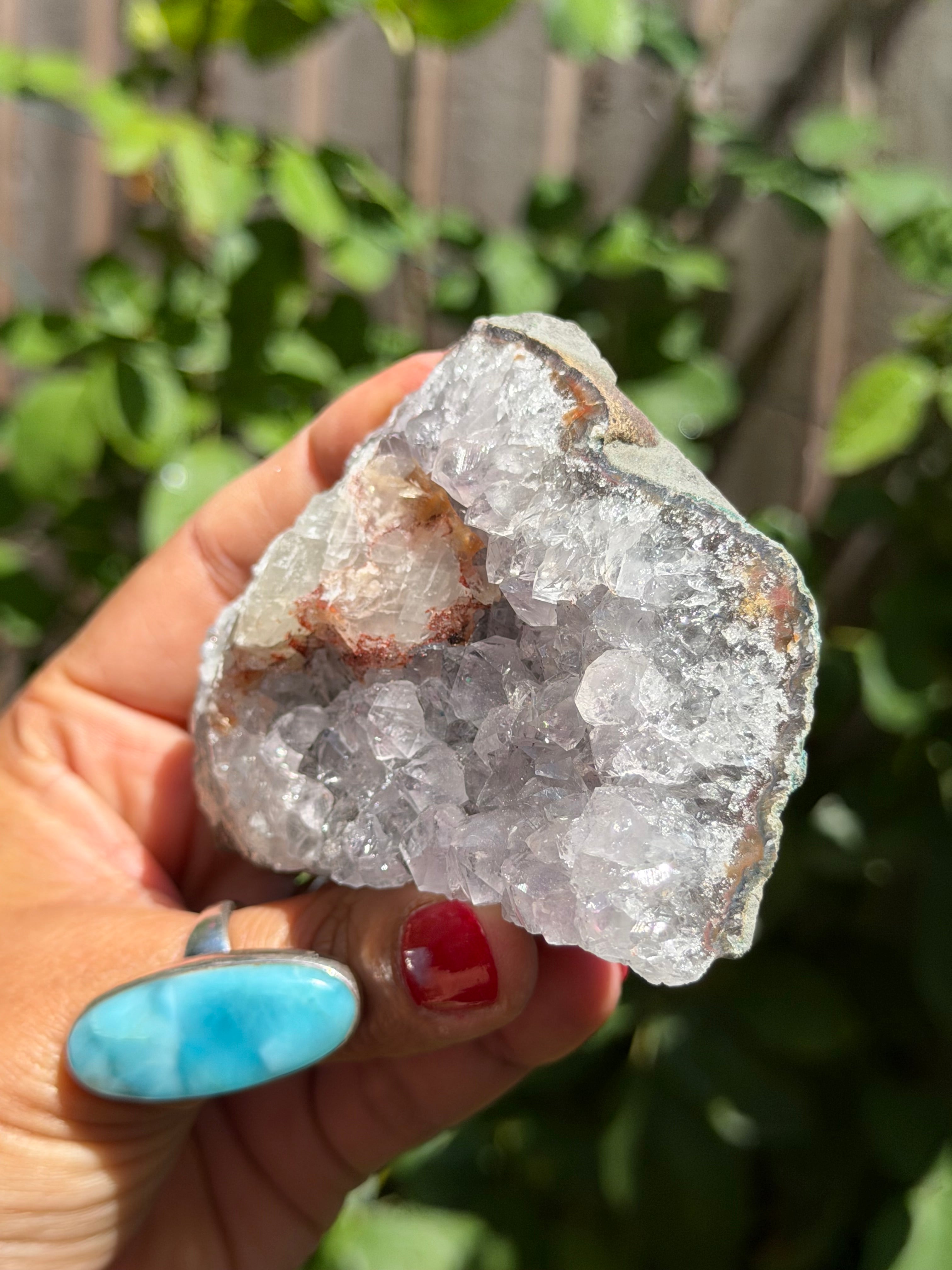 Standing Brazilian Amethyst with Calcite | Sparkly Collector Crystal Specimen | 195g, h