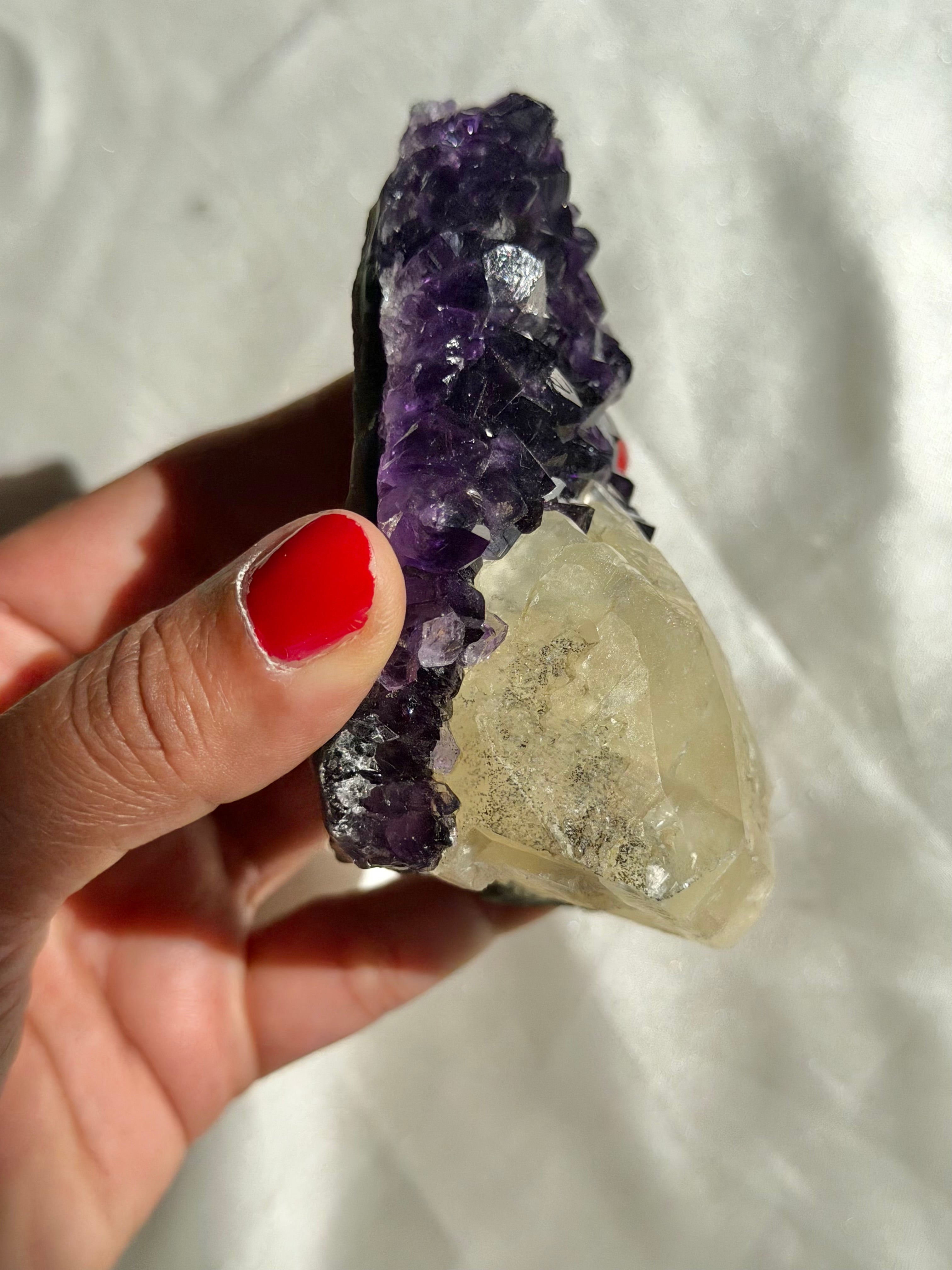 Dark Amethyst & Calcite Standing Mountain | Ametista do Sul, Brazil