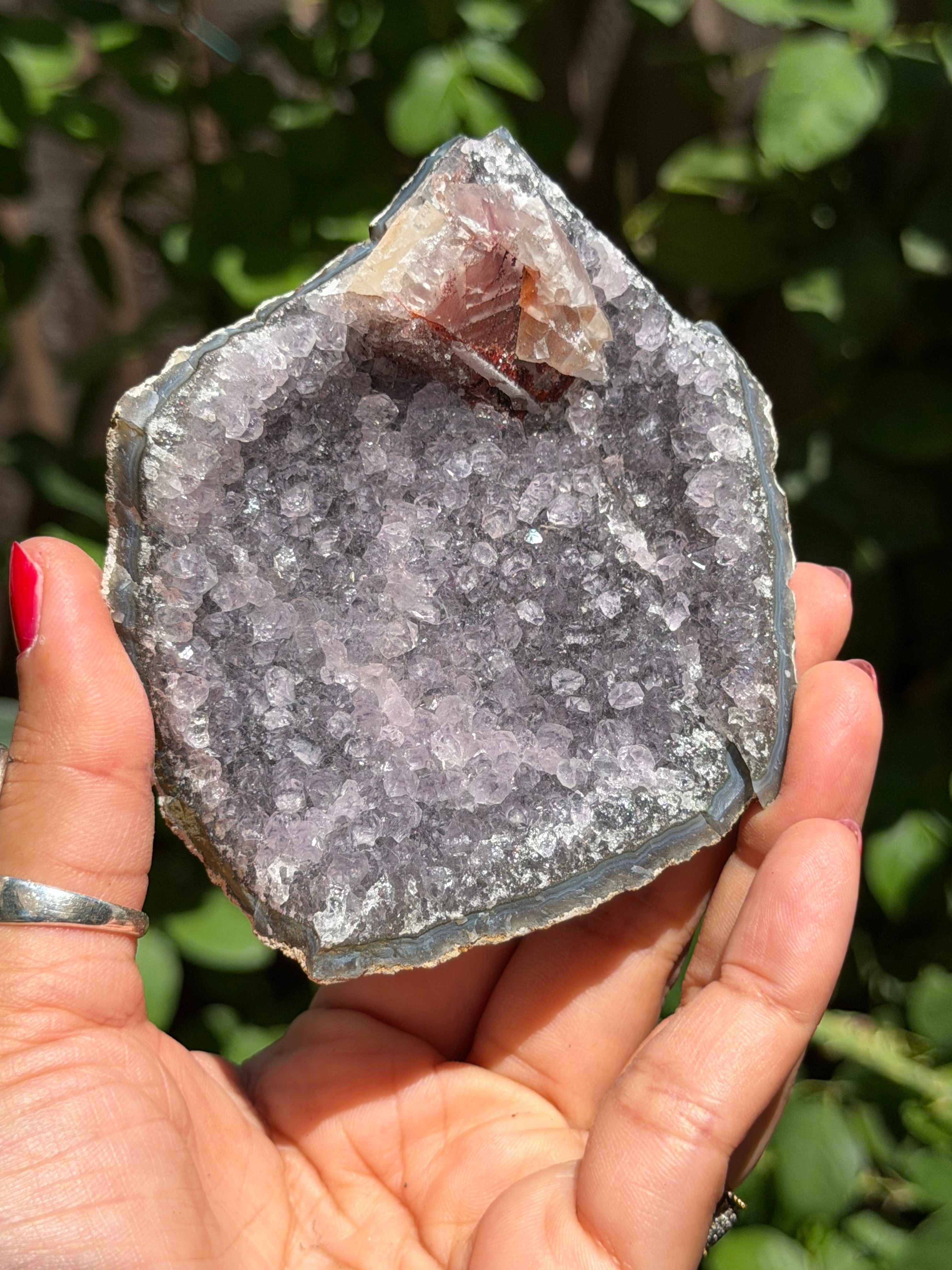 Brazilian Amethyst with Red Calcite Druzy | Collector’s Crystal Specimen | 207g