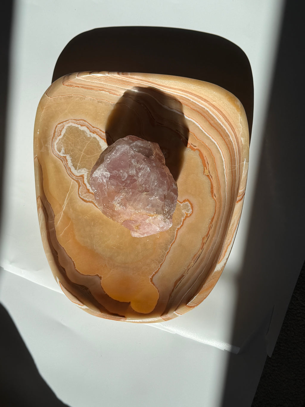 Large Moroccan Yellow Onyx Bowl | Hand Carved Natural Stone Centrepiece