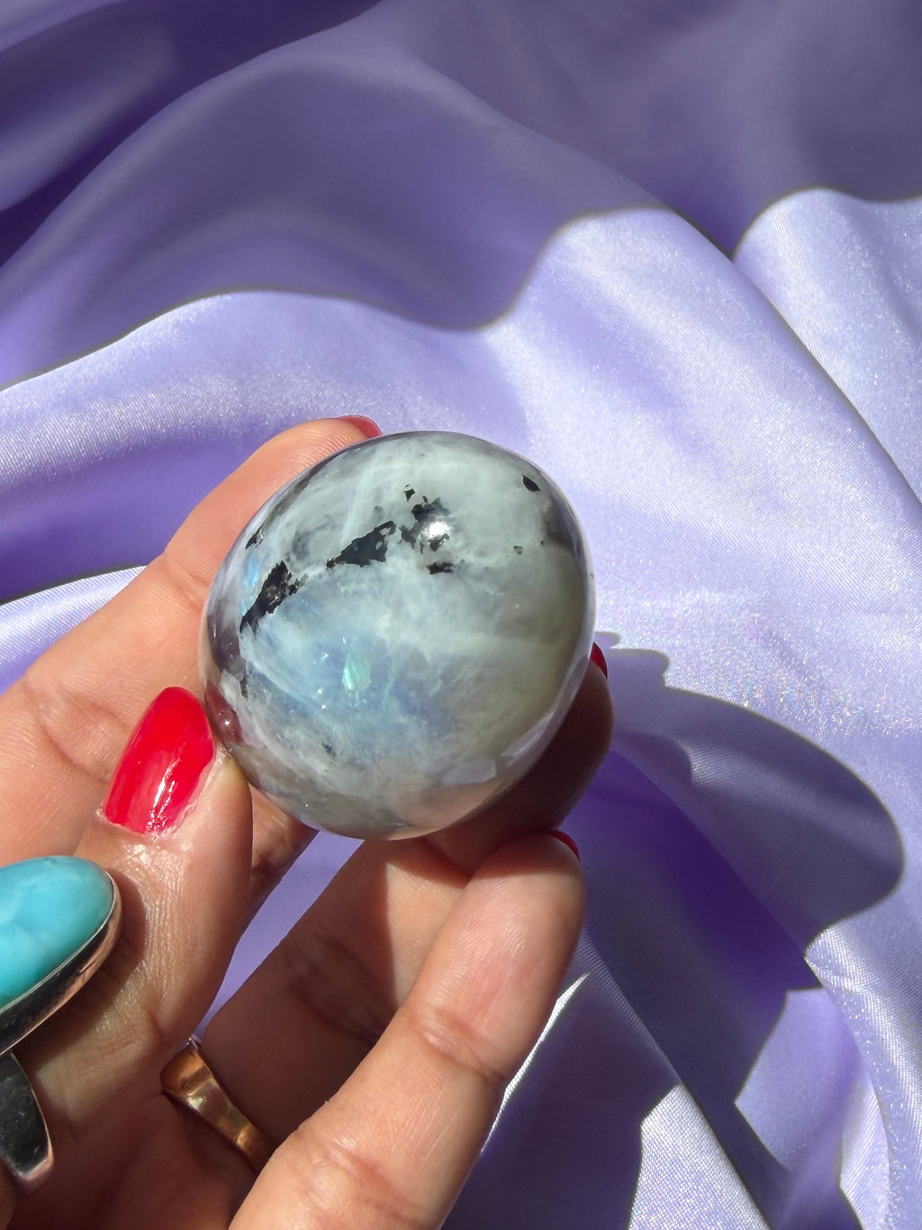 Premium Flashy Rainbow Moonstone Egg – Natural Crystal Display Piece from India, D