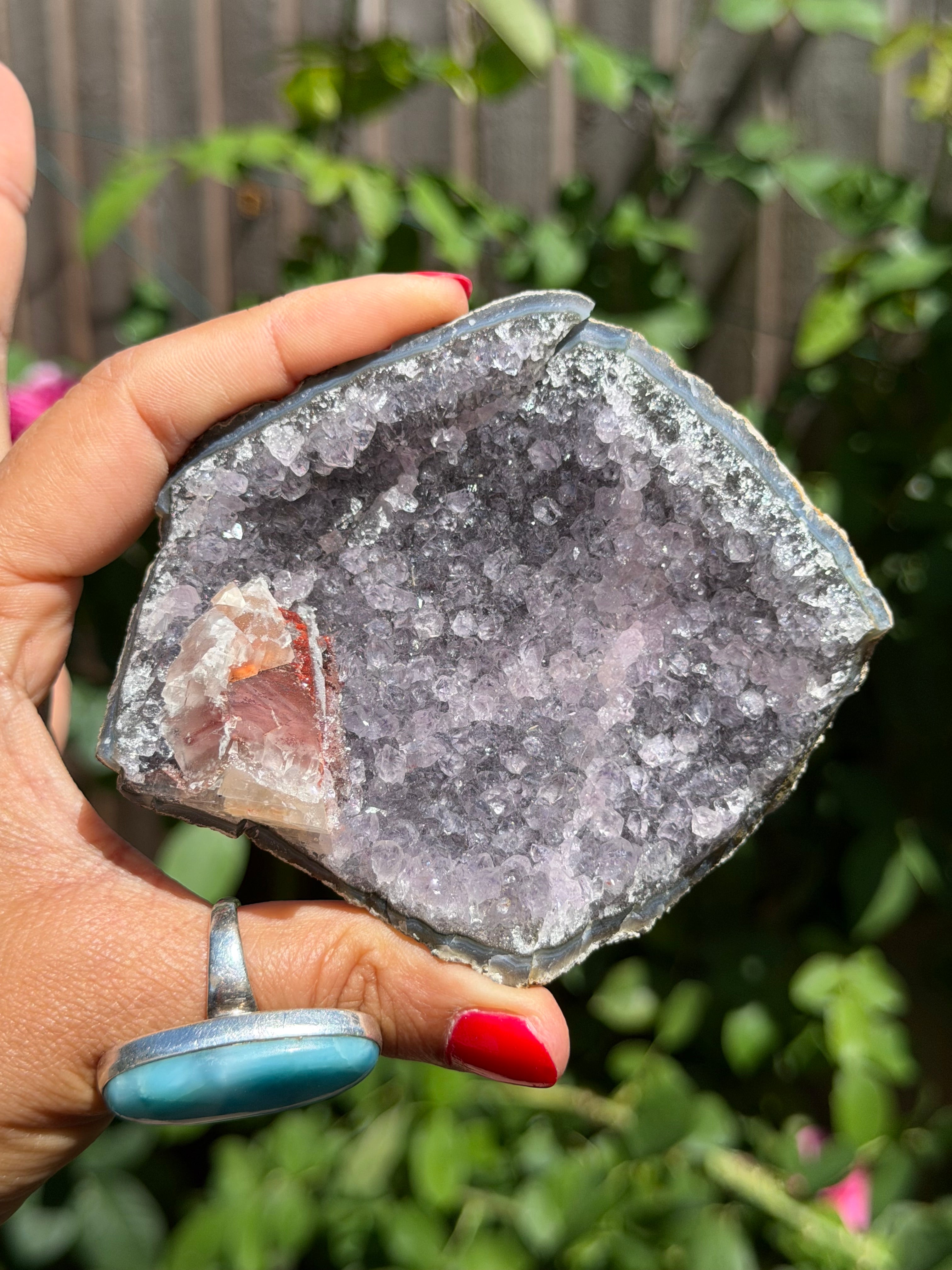 Brazilian Amethyst with Red Calcite Druzy | Collector’s Crystal Specimen | 207g