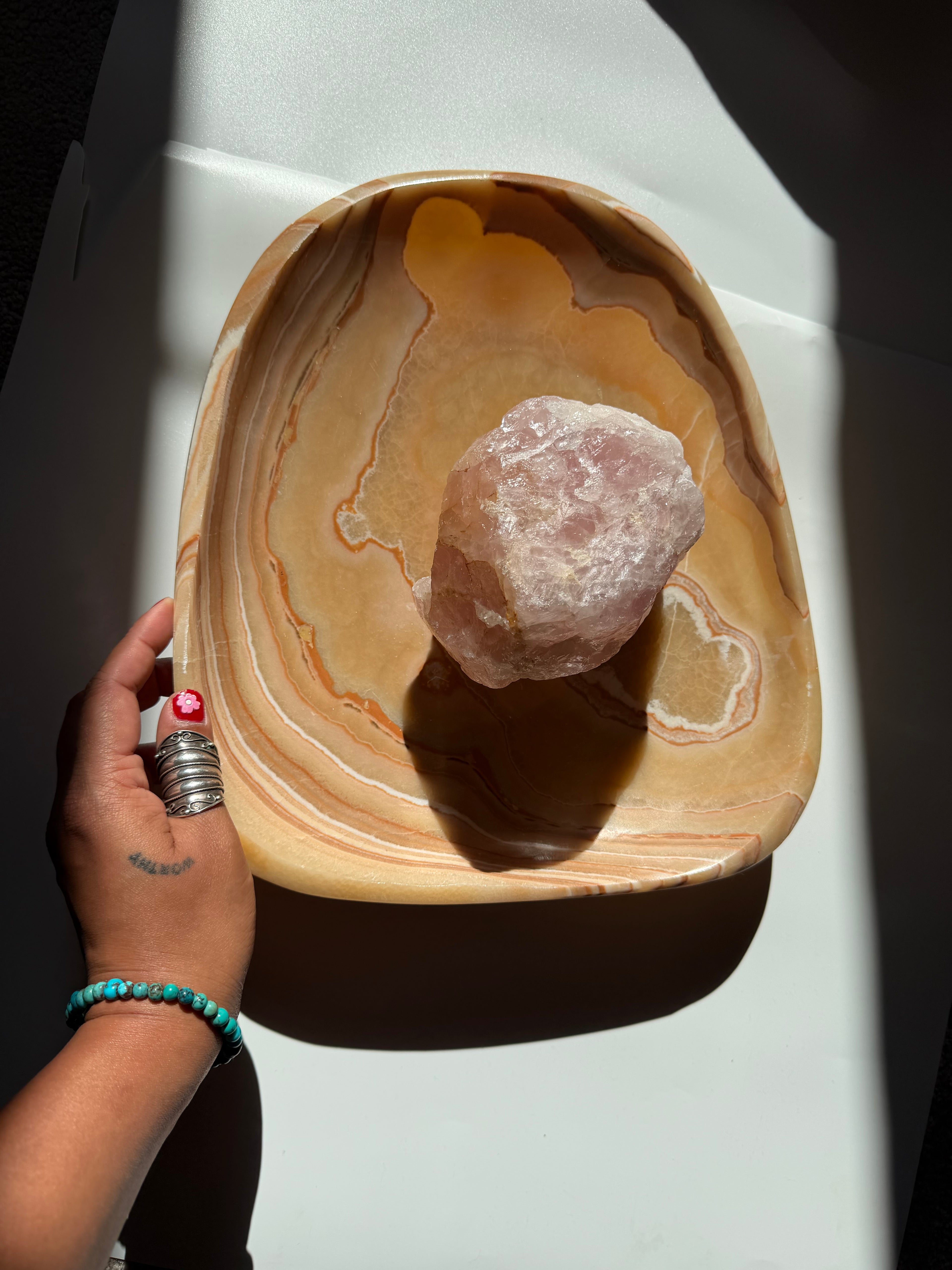 Large Moroccan Yellow Onyx Bowl | Hand Carved Natural Stone Centrepiece