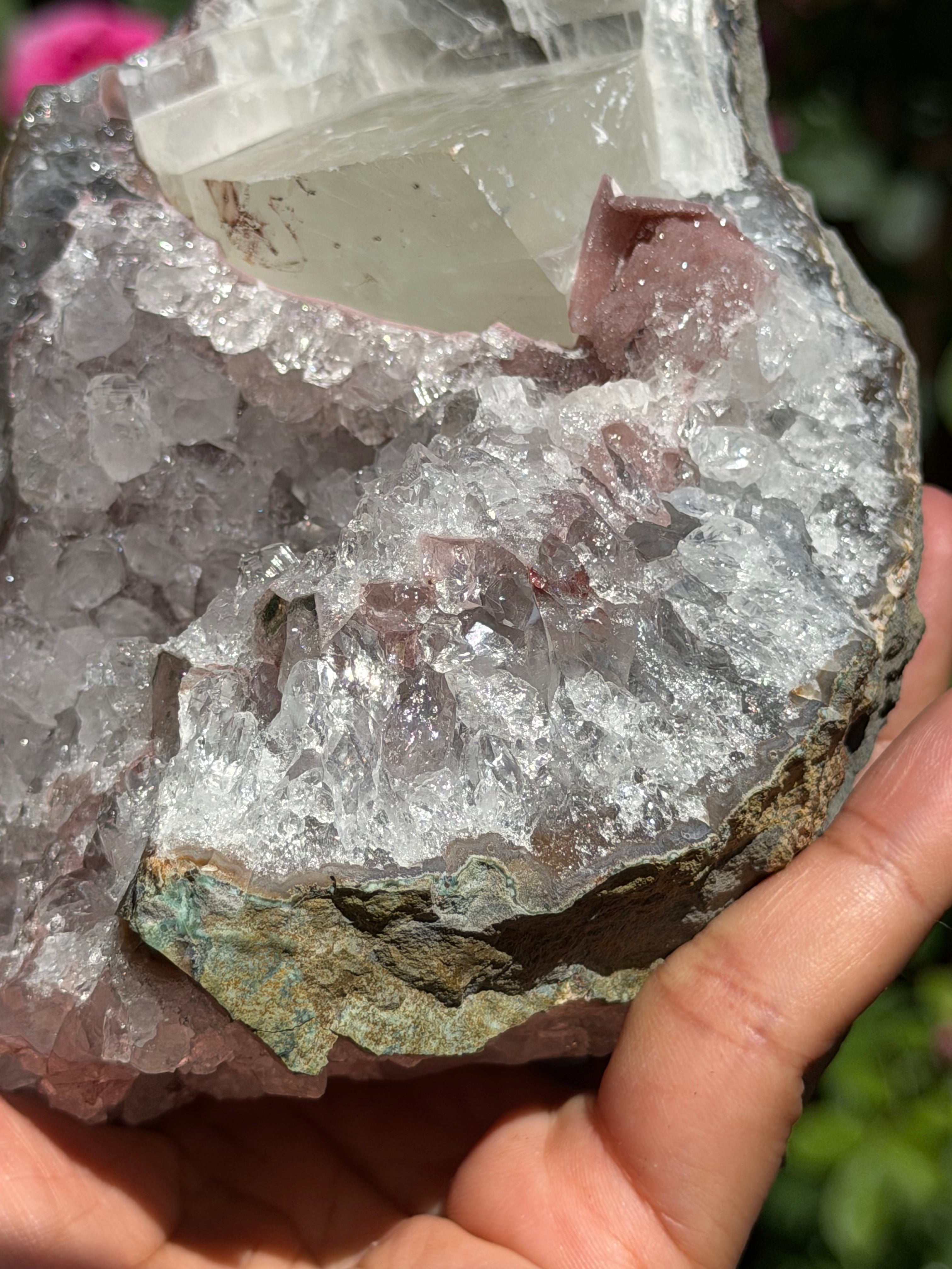 Pastel Rainbow Amethyst with Calcite | Standing Brazilian Crystal Cluster | 1kg