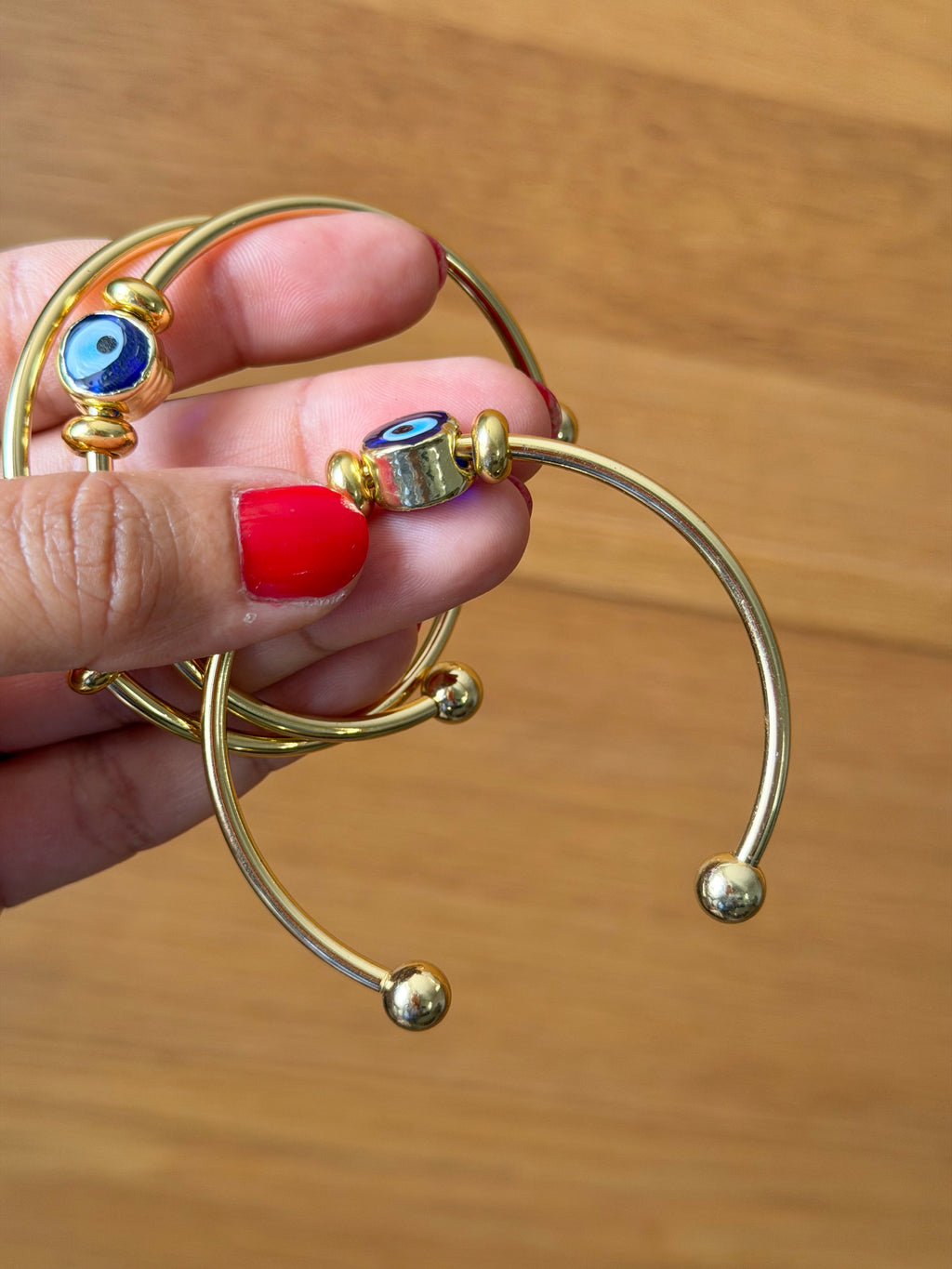 Gold Plated Adjustable Evil Eye Fidget Bracelet
