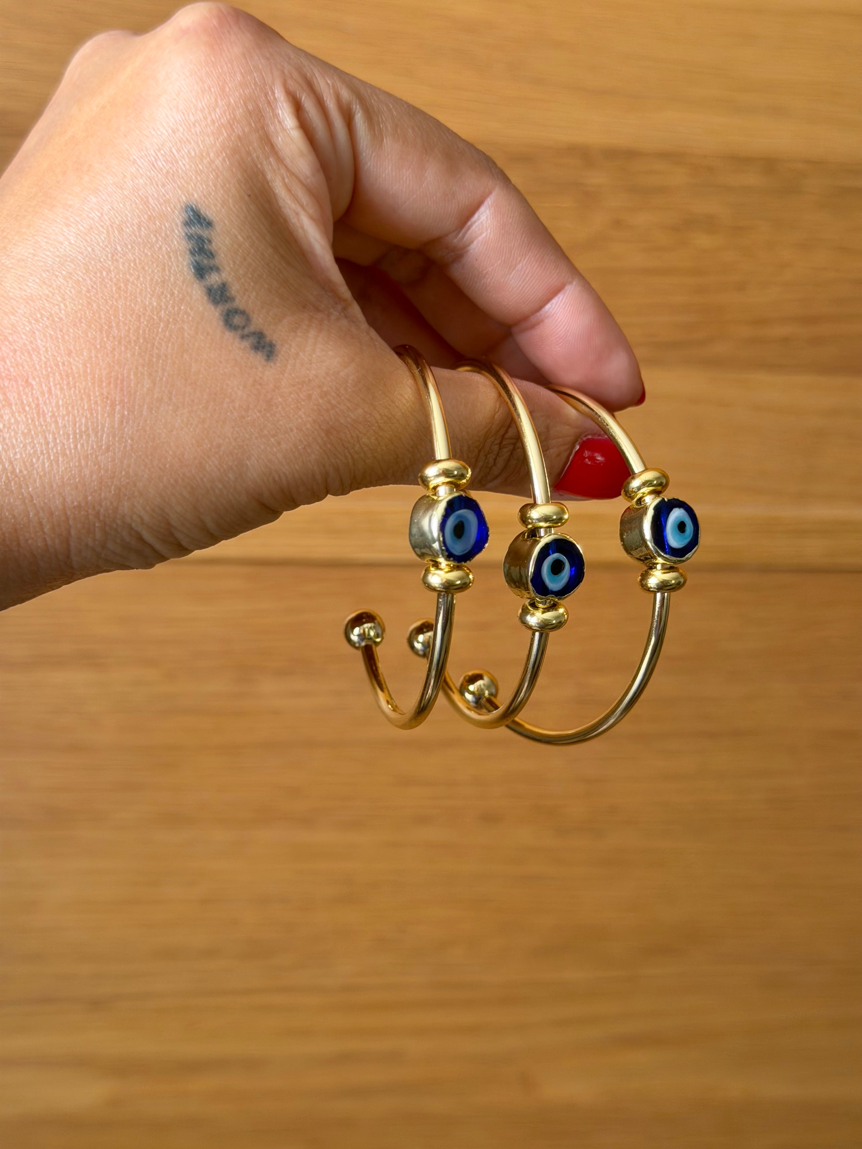 Gold Plated Adjustable Evil Eye Fidget Bracelet