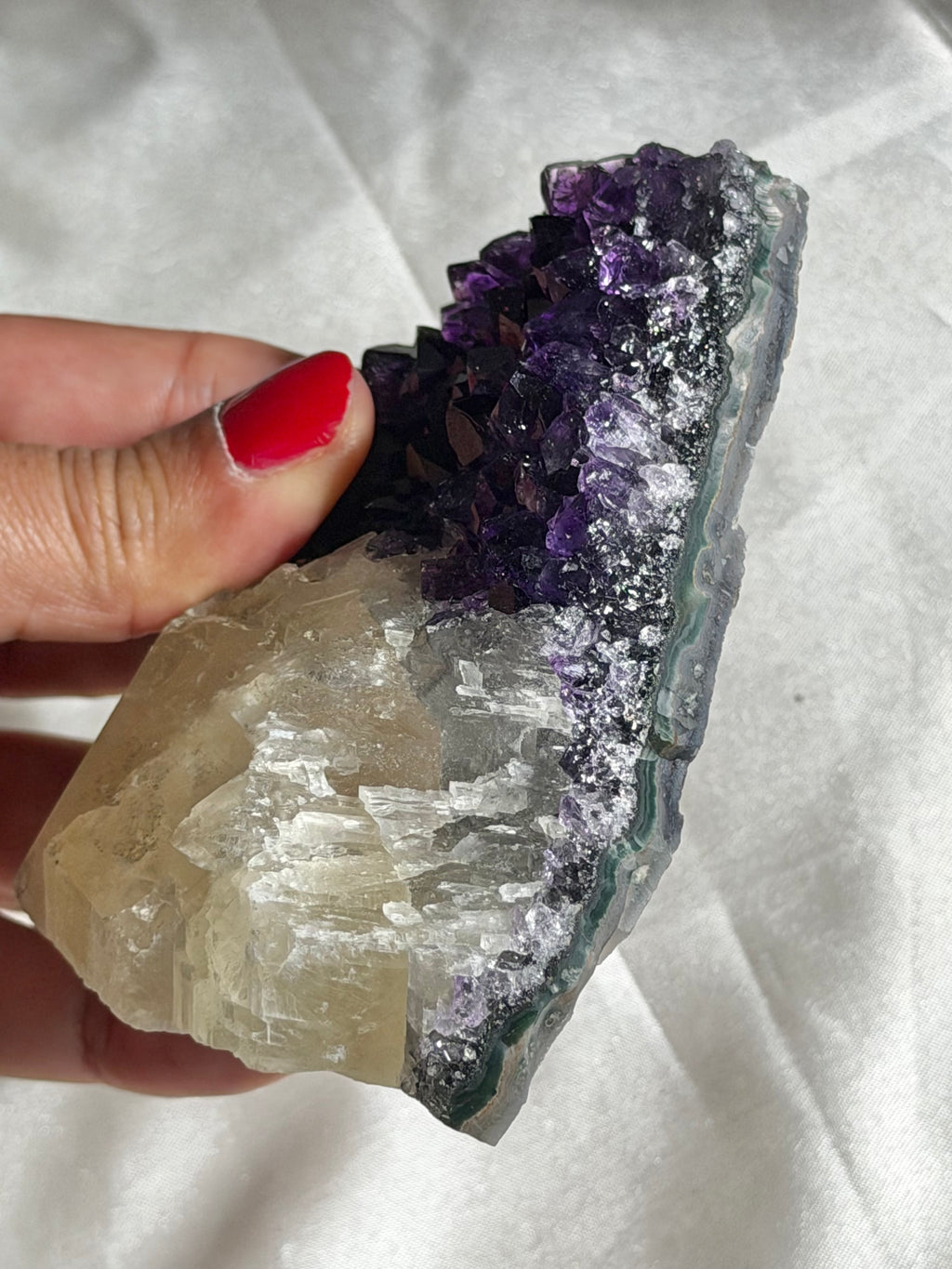 Dark Amethyst & Calcite Standing Mountain | Ametista do Sul, Brazil