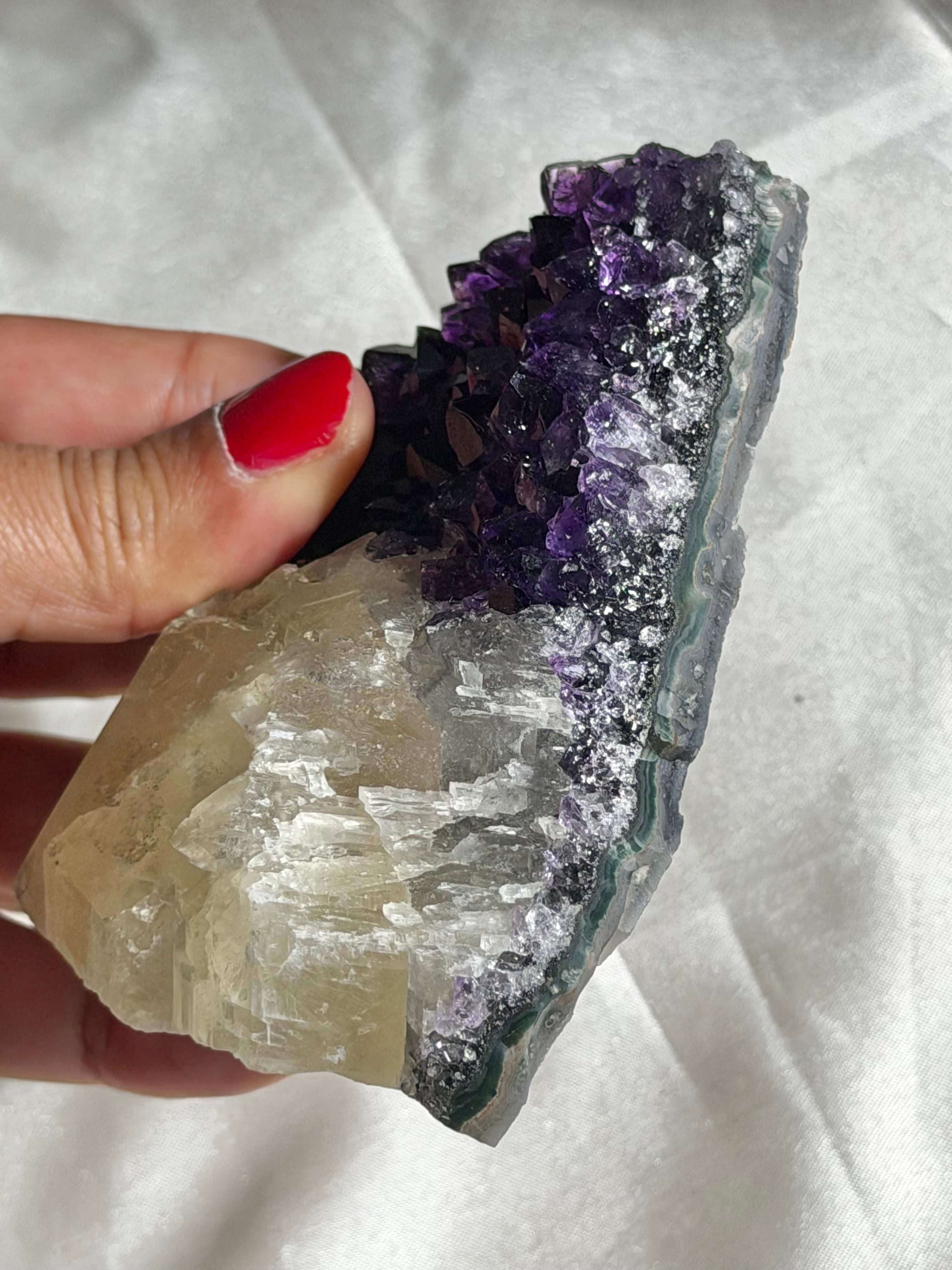 Dark Amethyst & Calcite Standing Mountain | Ametista do Sul, Brazil