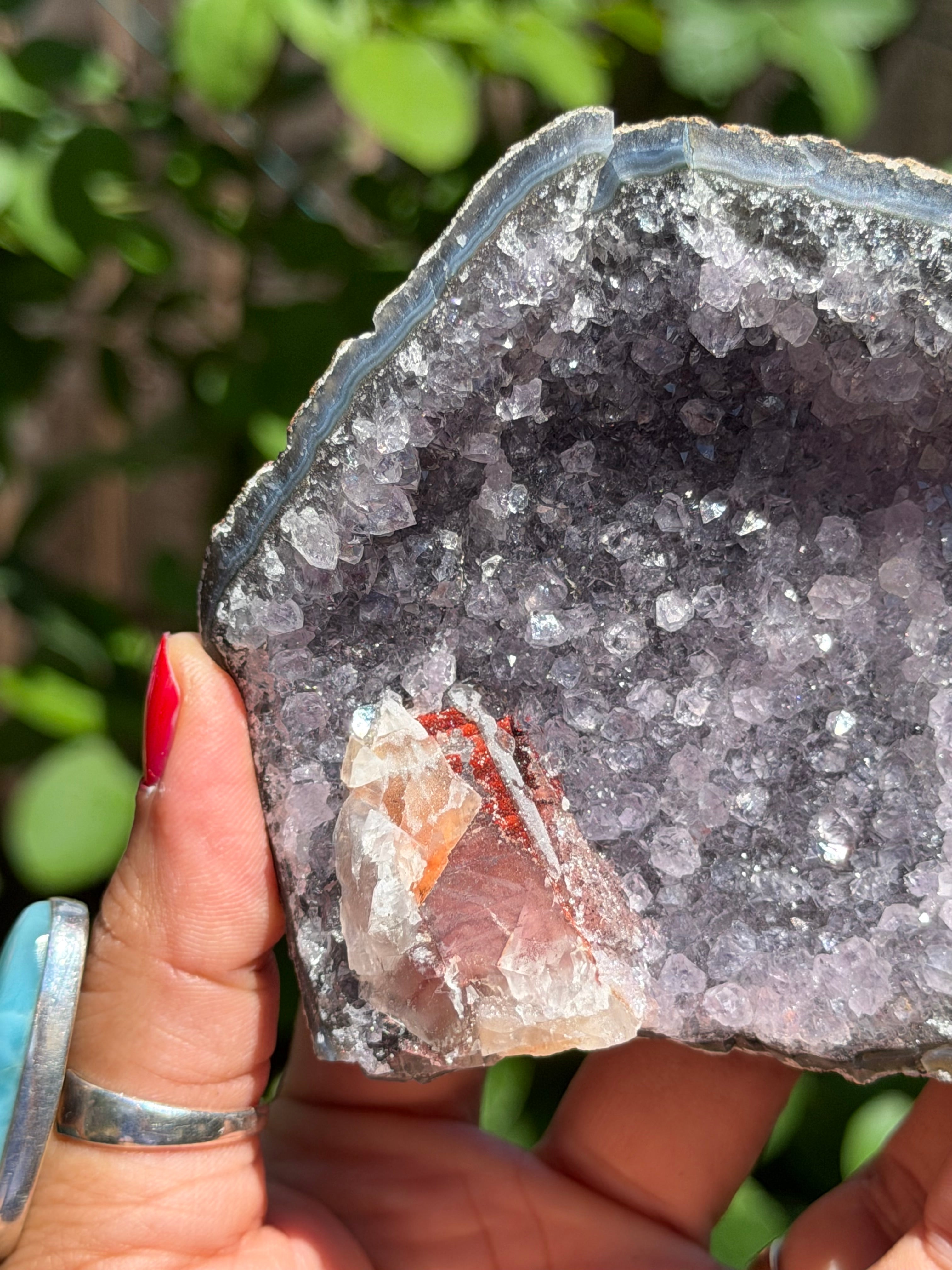 Brazilian Amethyst with Red Calcite Druzy | Collector’s Crystal Specimen | 207g