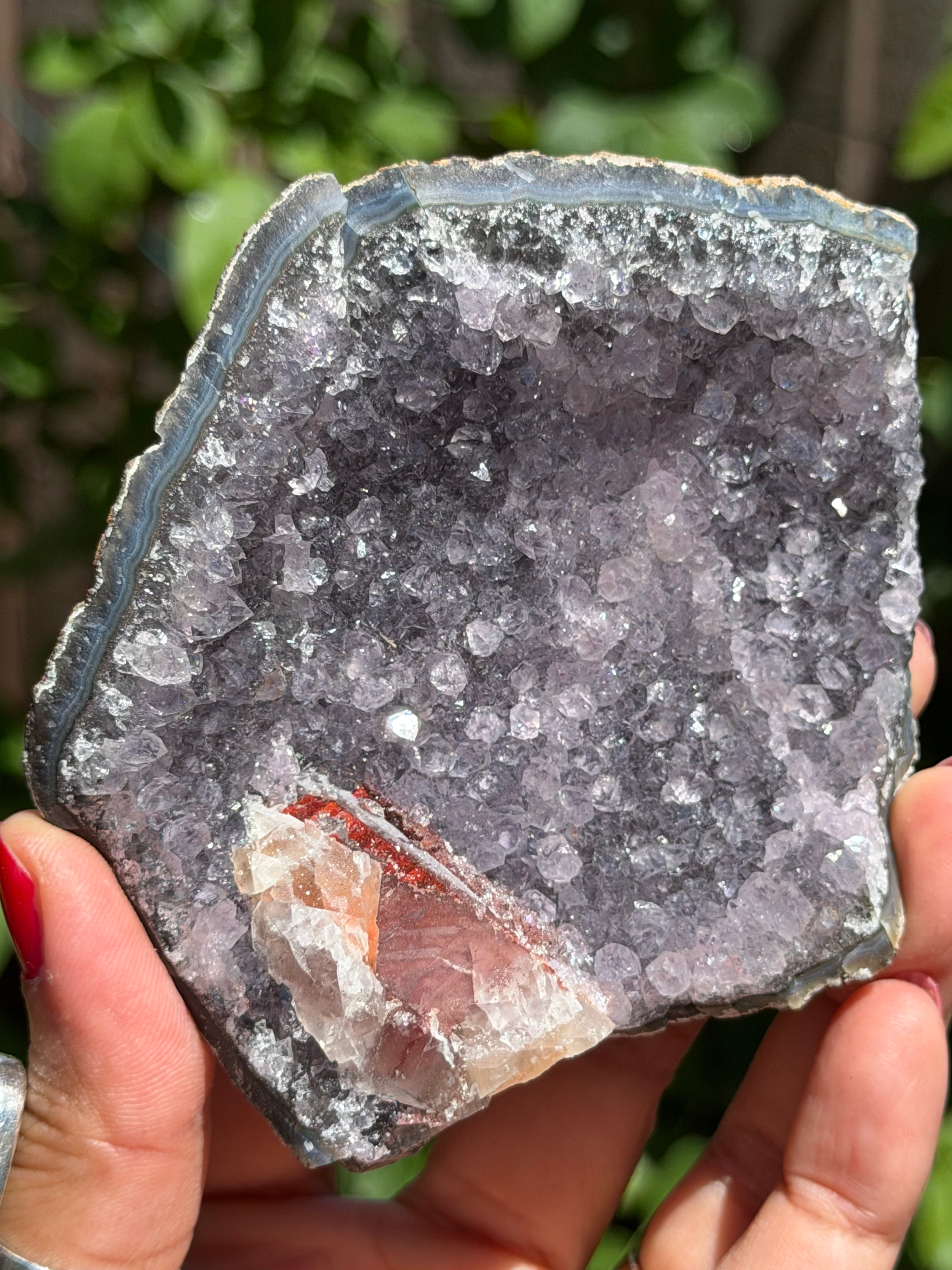 Brazilian Amethyst with Red Calcite Druzy | Collector’s Crystal Specimen | 207g