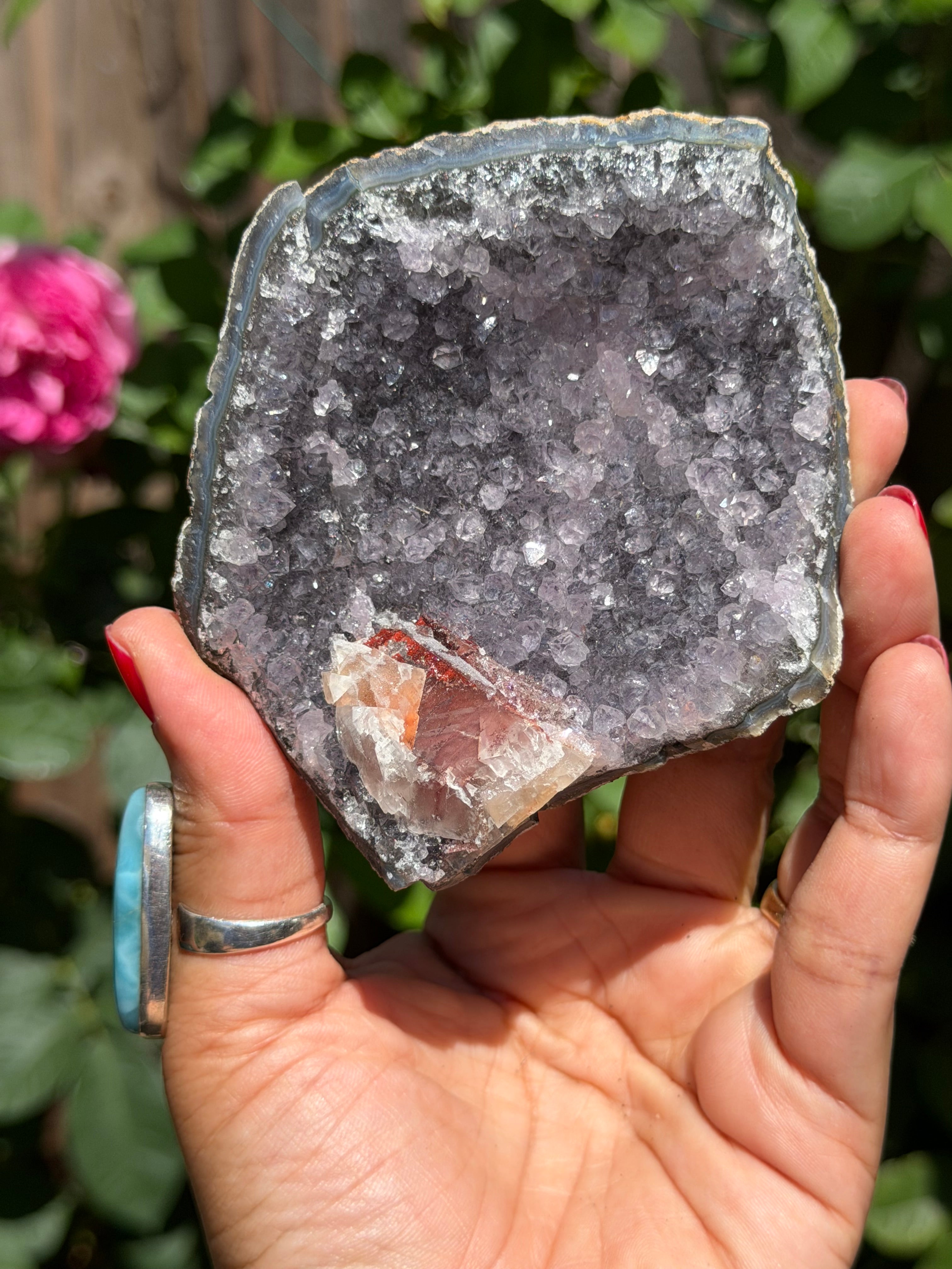 Brazilian Amethyst with Red Calcite Druzy | Collector’s Crystal Specimen | 207g