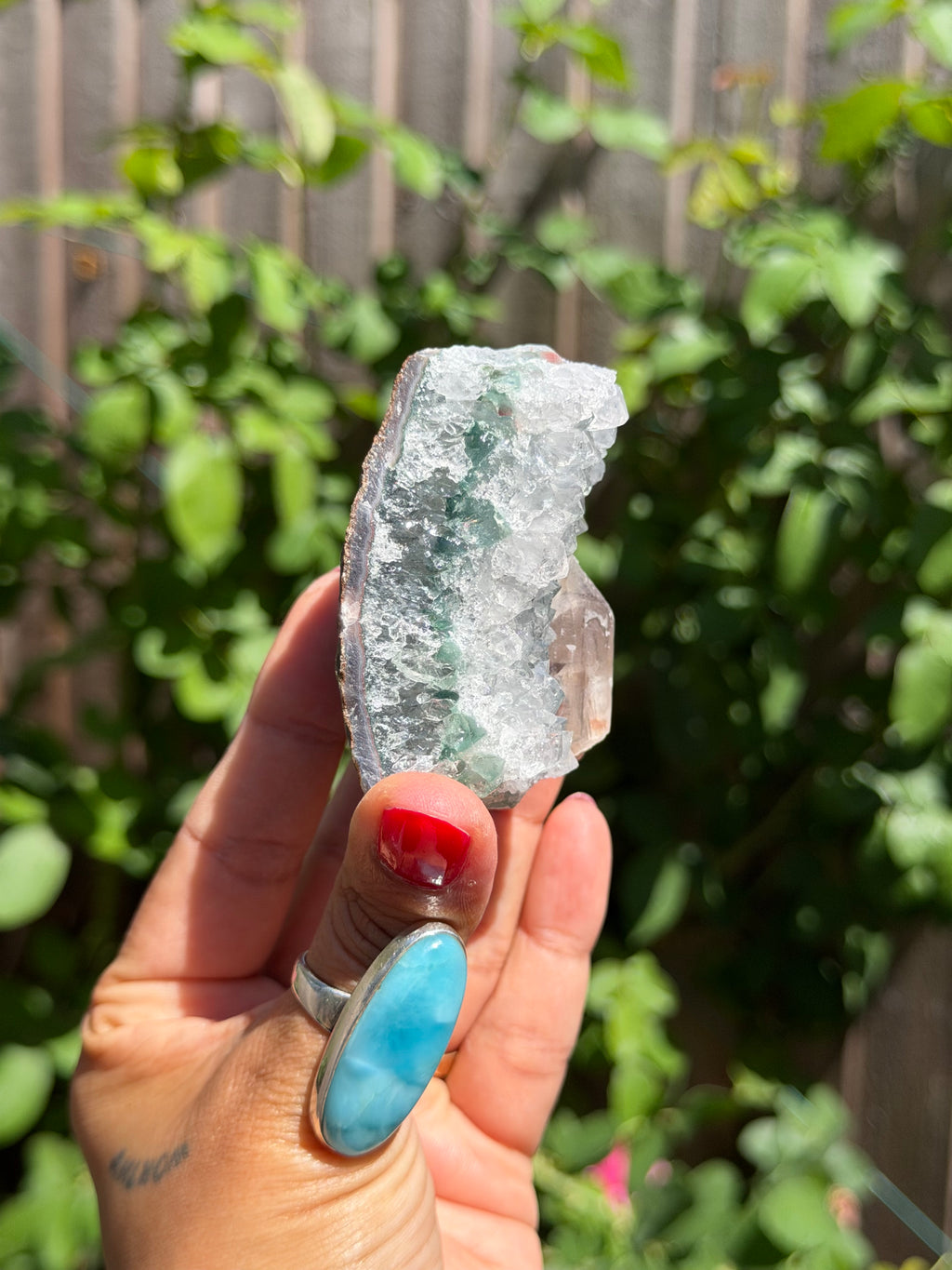 Rainbow Amethyst with Calcite & Moss Agate | 243g Standing Brazilian Crystal | Collector Specimen | Ametista do Sul Brazil, D