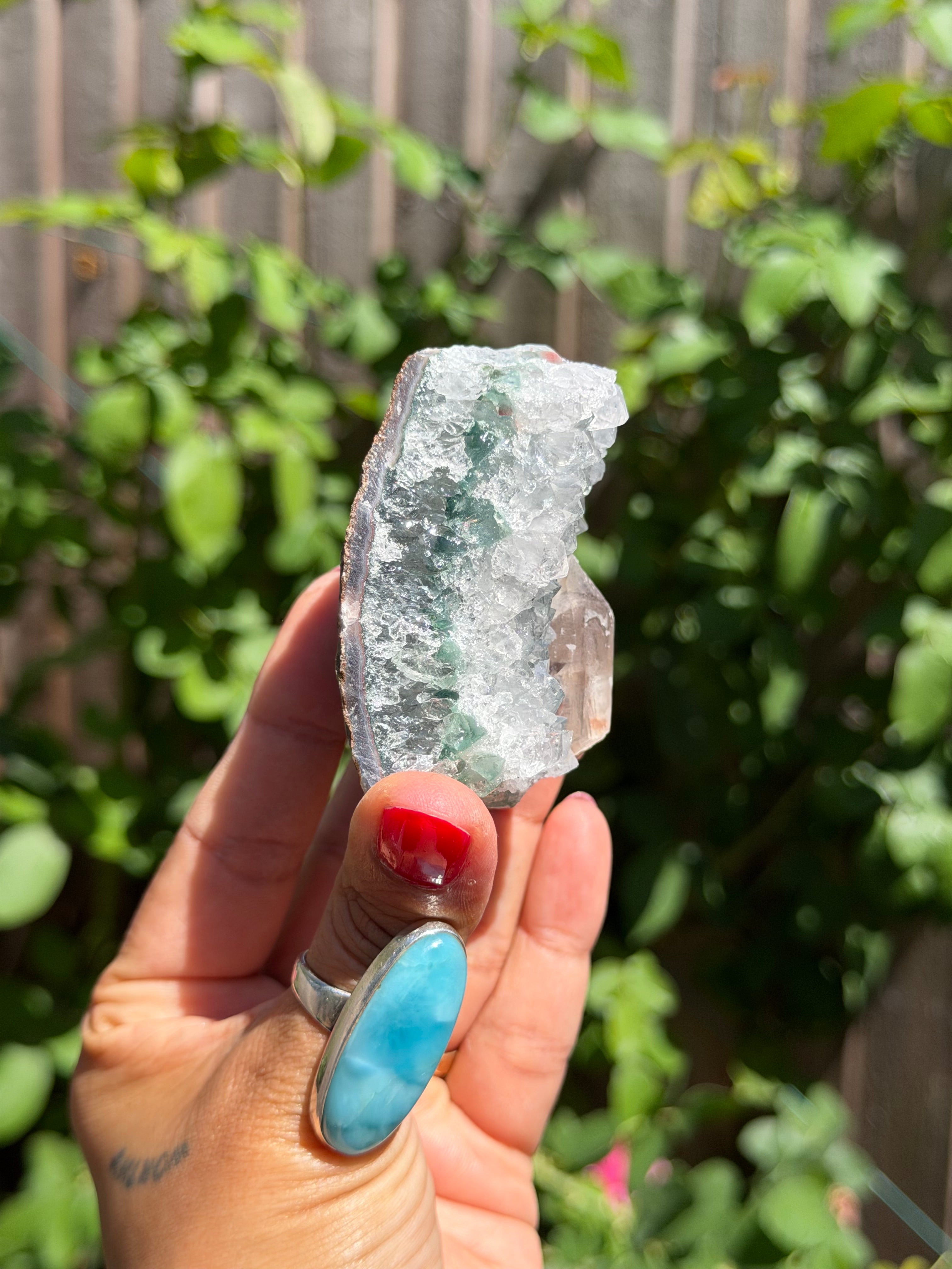 Rainbow Amethyst with Calcite & Moss Agate | 243g Standing Brazilian Crystal | Collector Specimen | Ametista do Sul Brazil, D