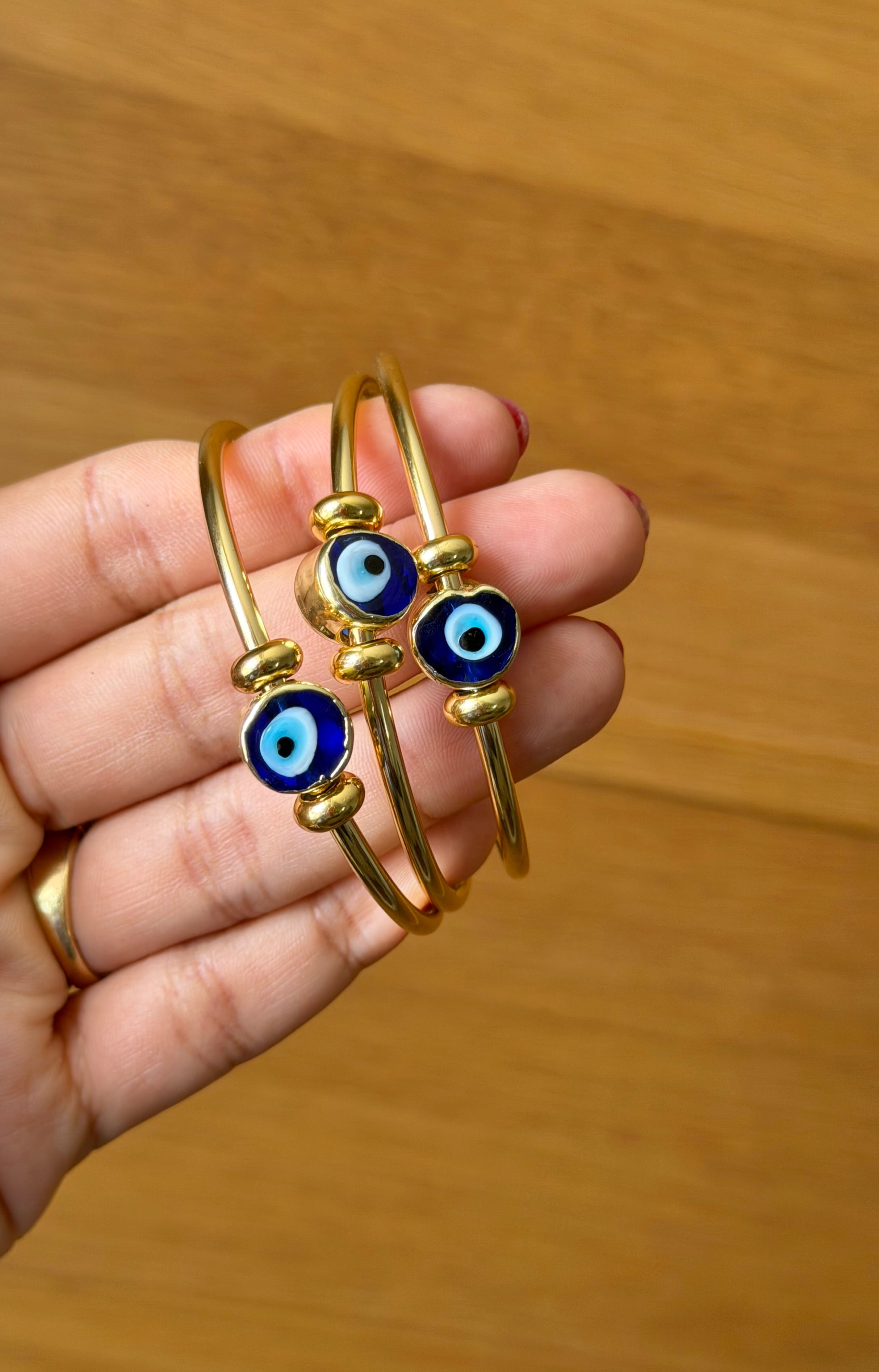 Gold Plated Adjustable Evil Eye Fidget Bracelet