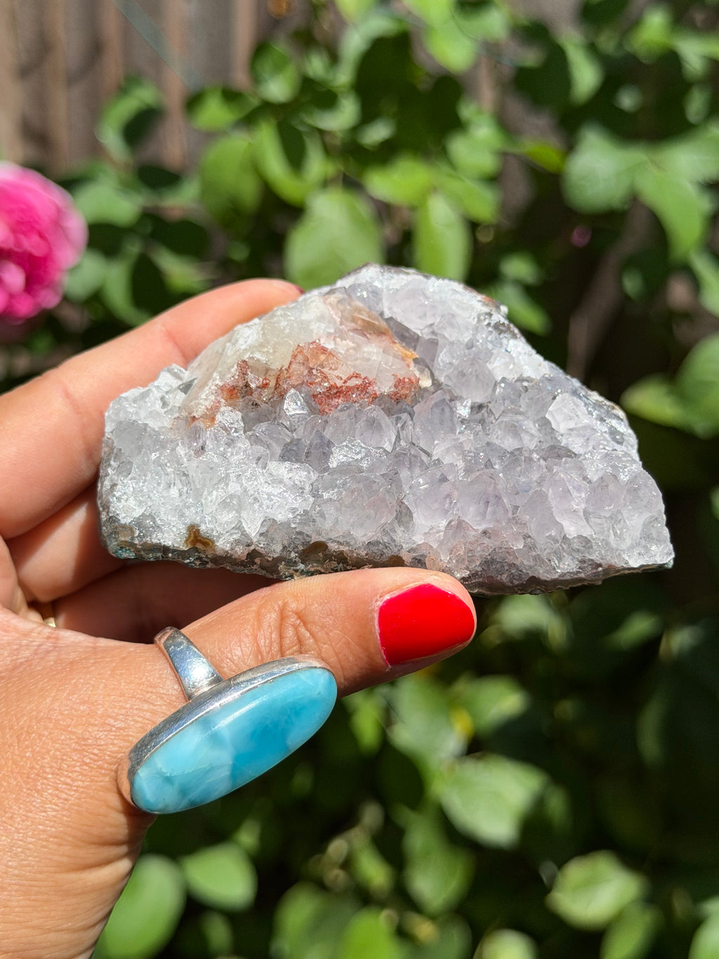 Standing Brazilian Amethyst with Calcite | Sparkly Collector Crystal Specimen | 195g, h