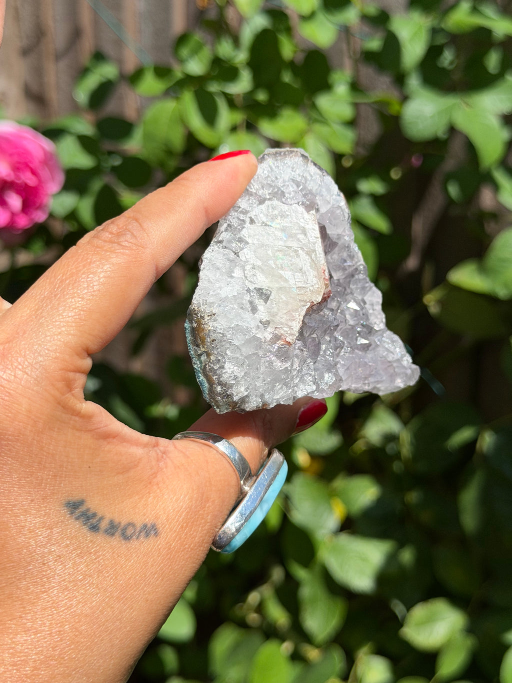 Standing Brazilian Amethyst with Calcite | Sparkly Collector Crystal Specimen | 195g, h